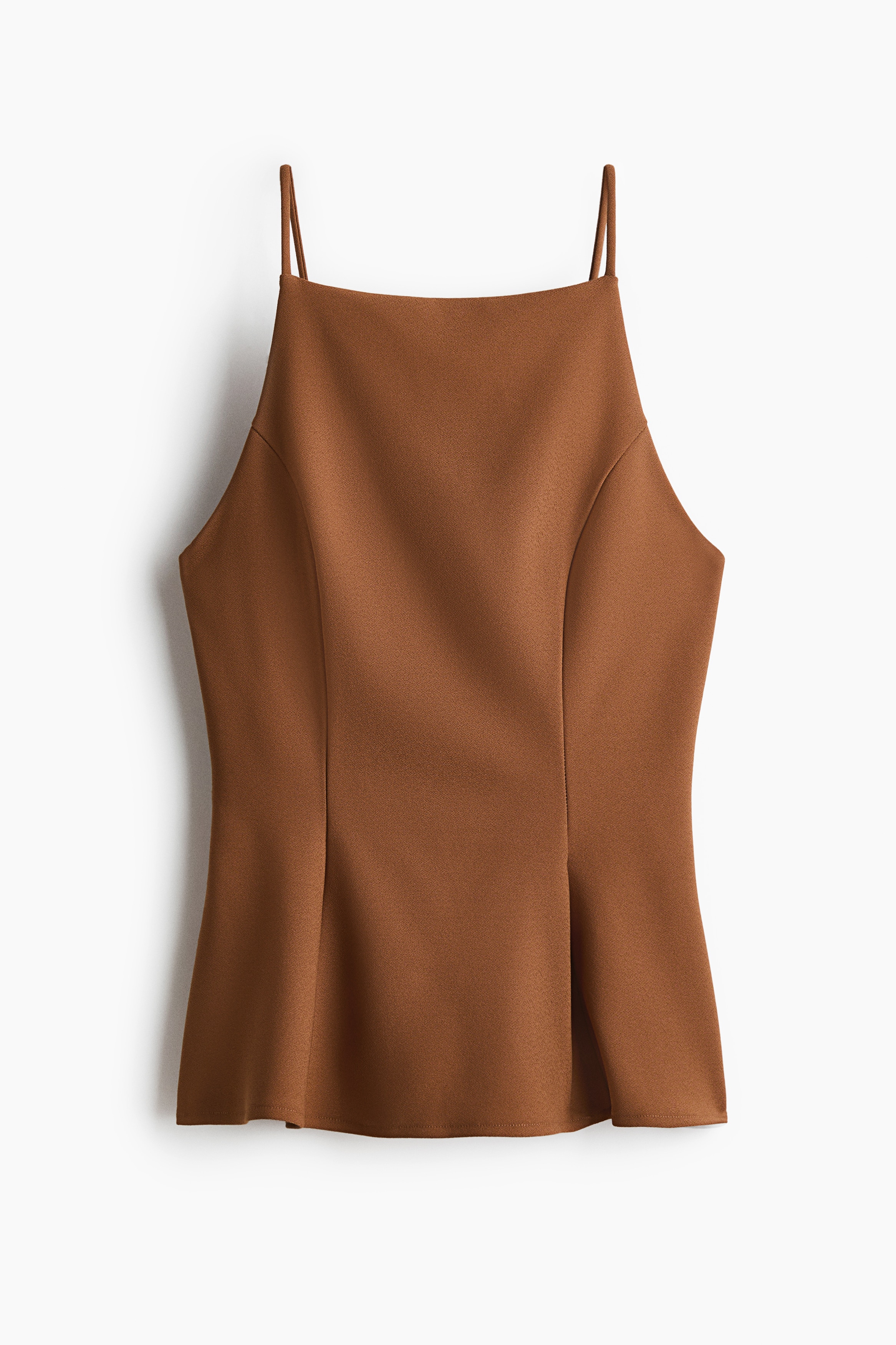 Top sin mangas con peplum - Café/Negro/Crema