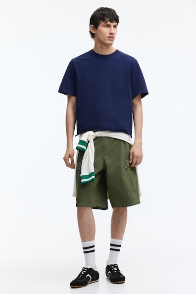ルーズフィット コットンカーゴショートパンツ