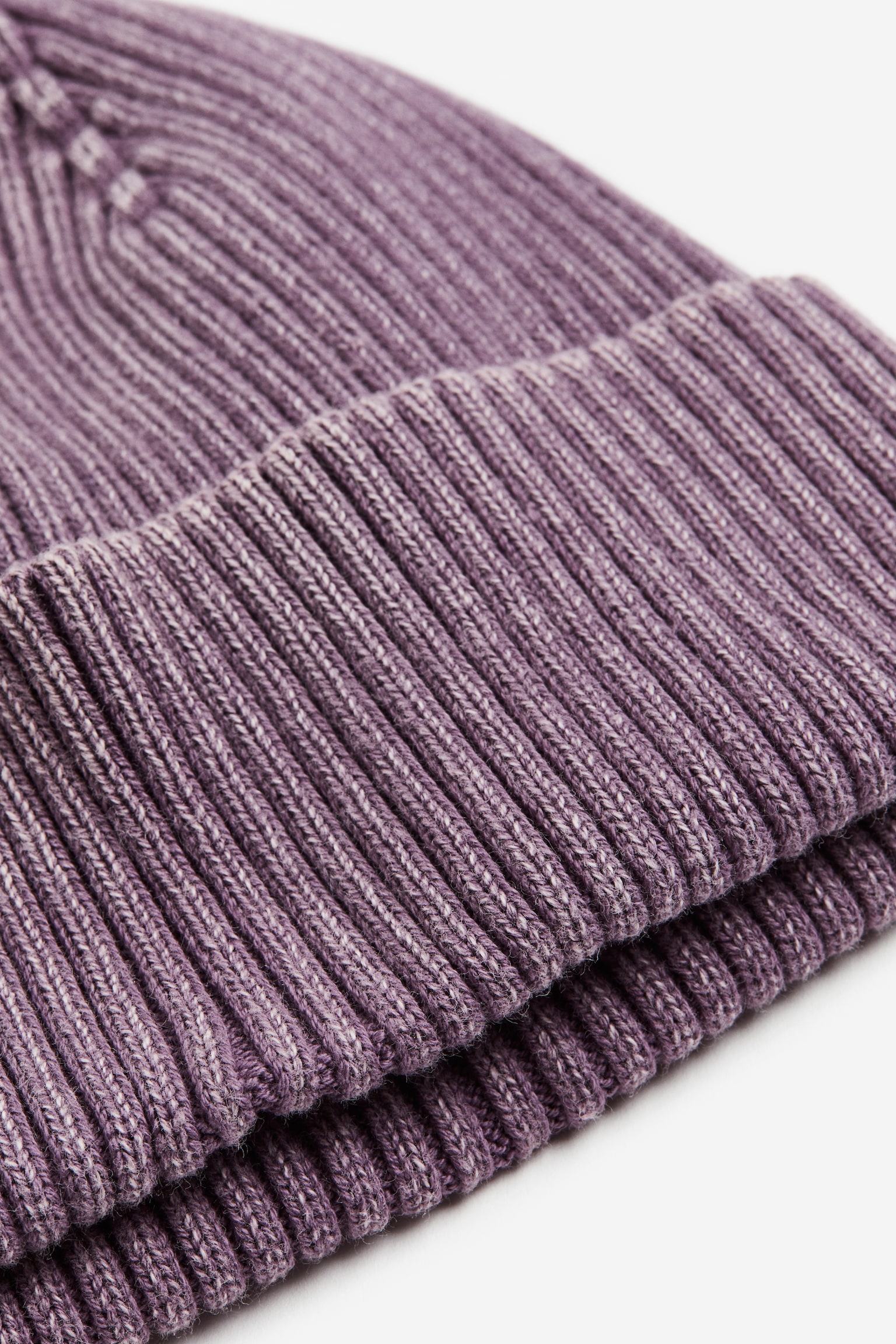 Rib Knit Cotton Beanie - Dark purple/Light beige/Brown/Black - 2