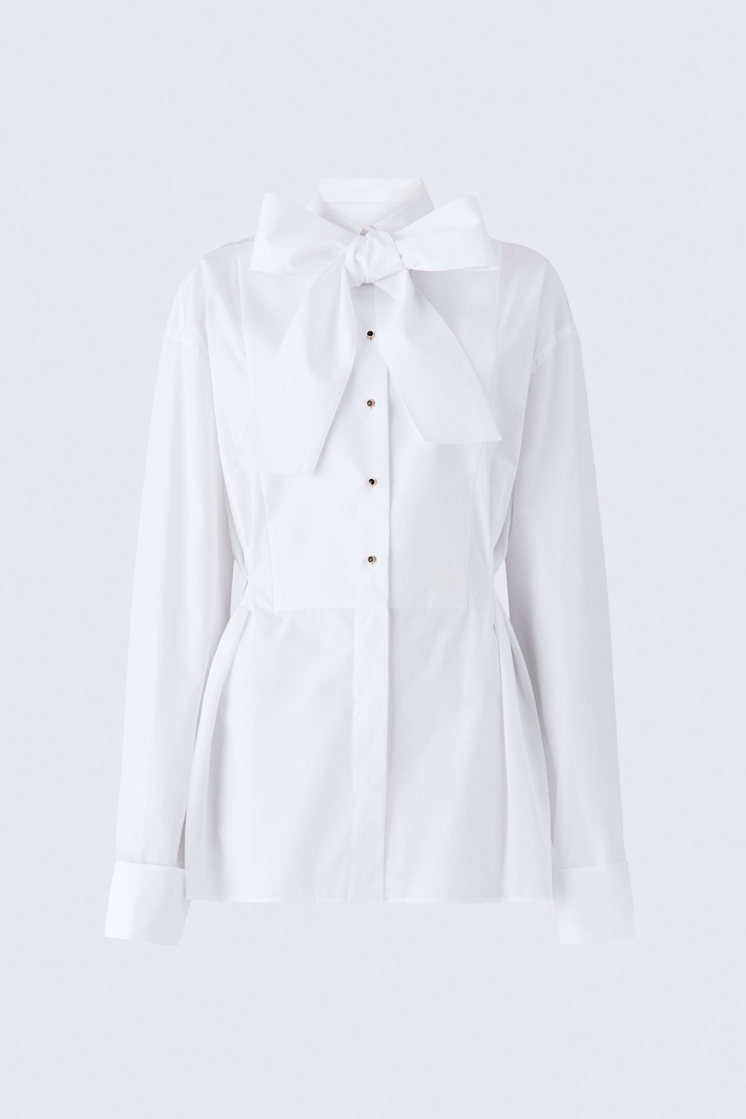 Женская рубашка H&M Bow-Collar Tuxedo, цвет: Белый — фото 1