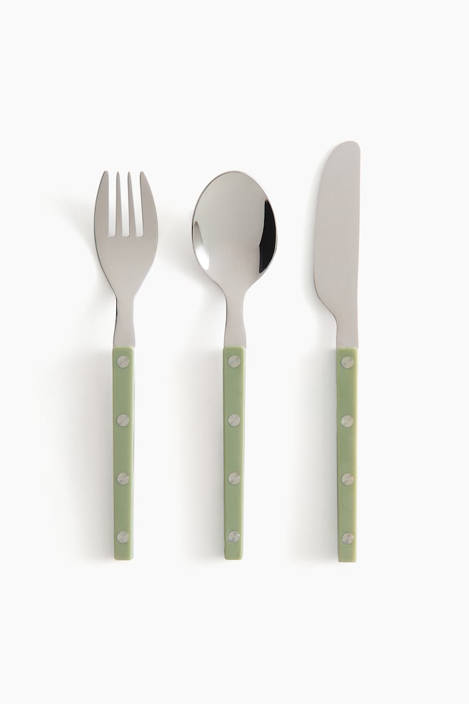 3-piece children’s cutlery set - Light green - 1