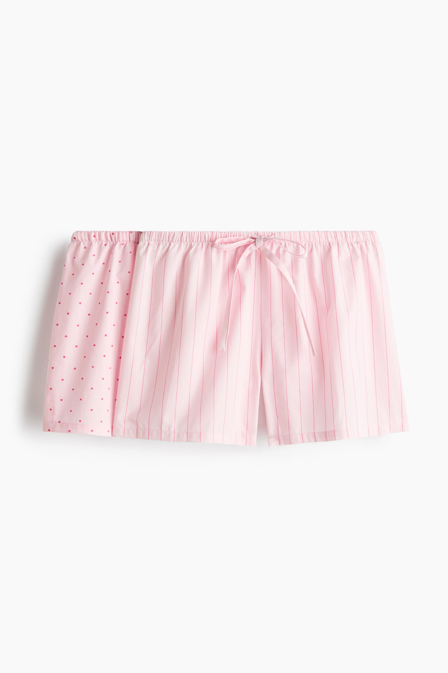 2'li Pijama Şortu - Pembe/Çizgili - 1