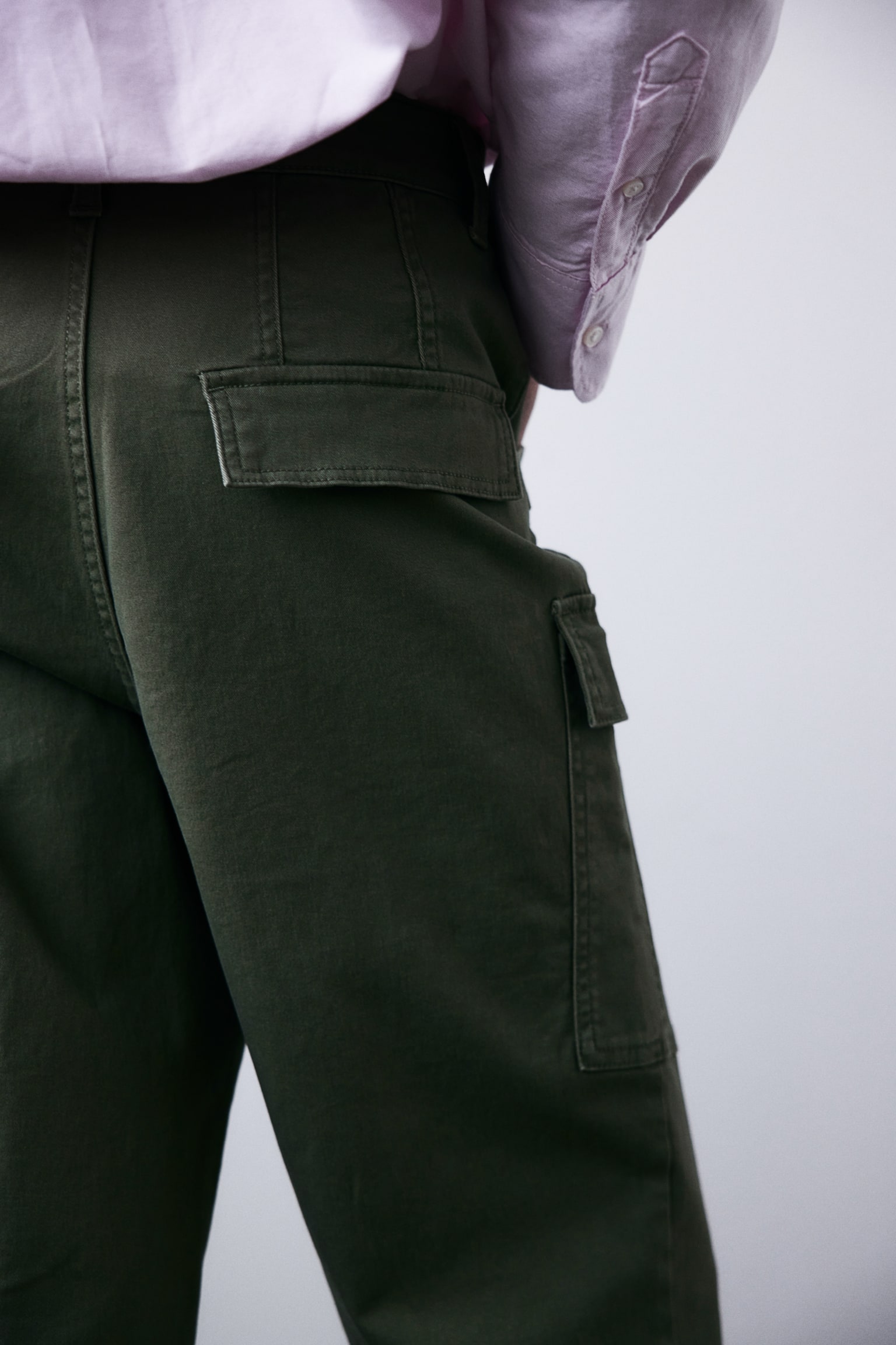 Twill cargo trousers - Khaki green/Black - 4