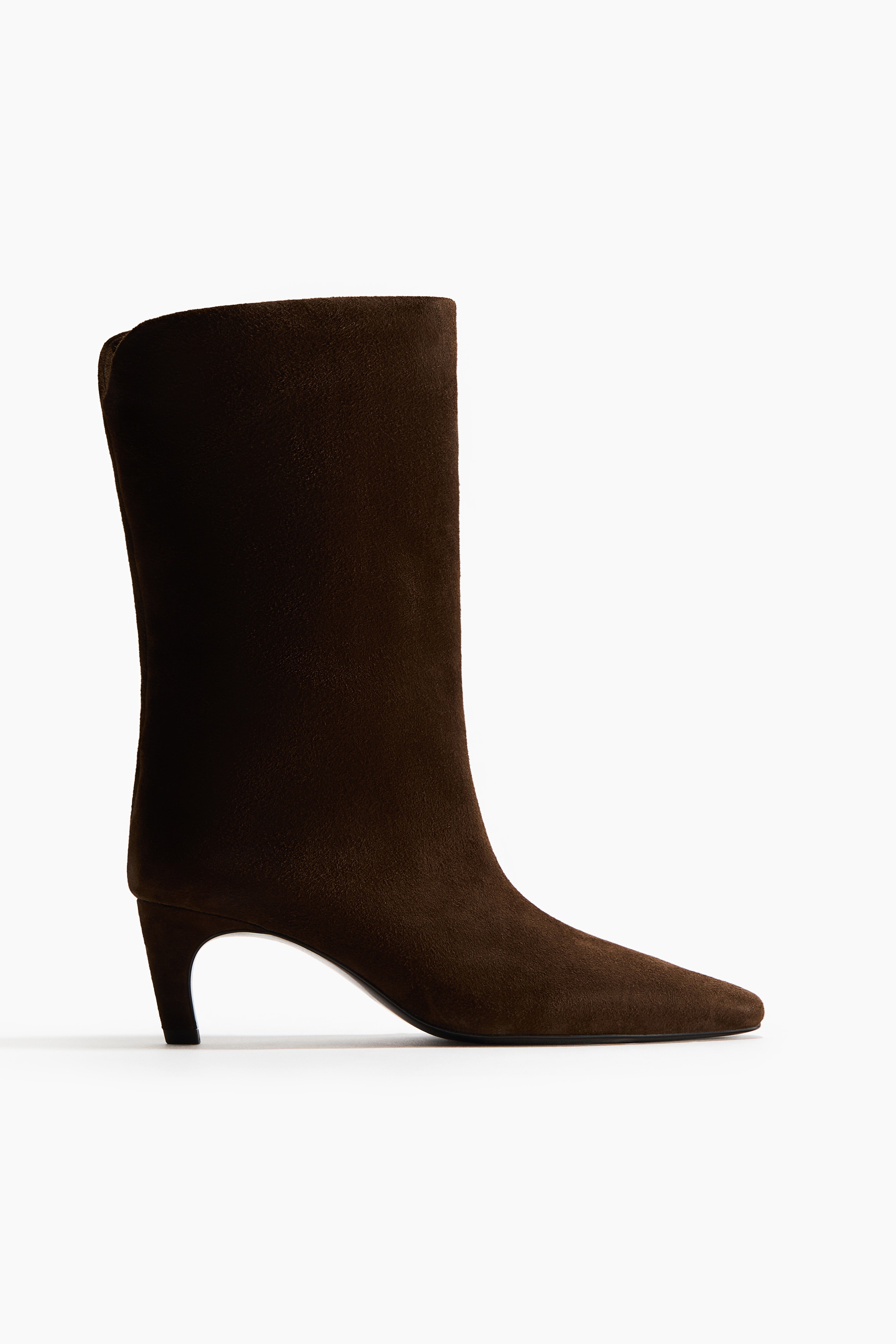 Heeled suede boots - Dark brown