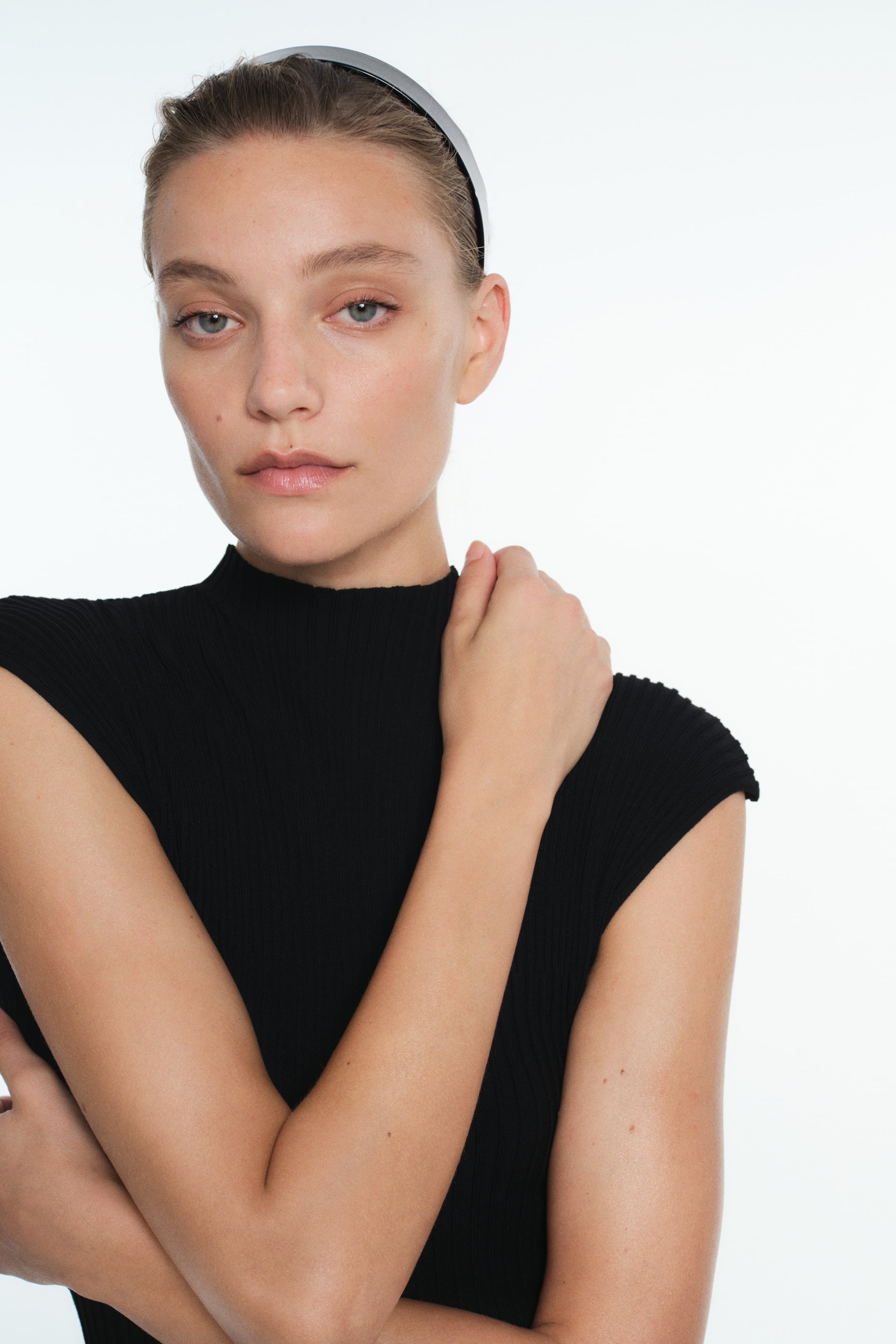 Rib-Knit Mock Turtleneck Dress