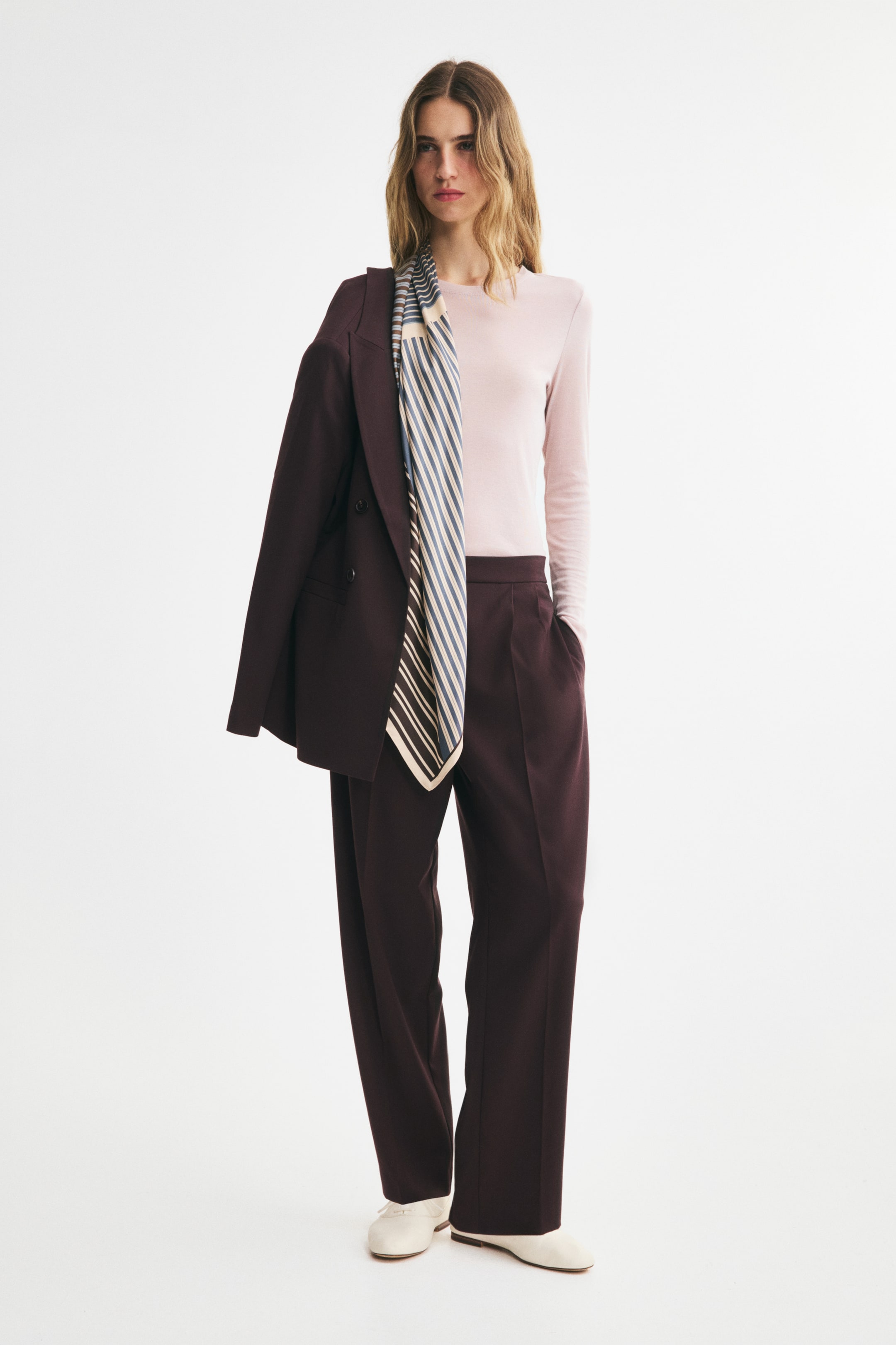 Pleated Tab-Detail Pants