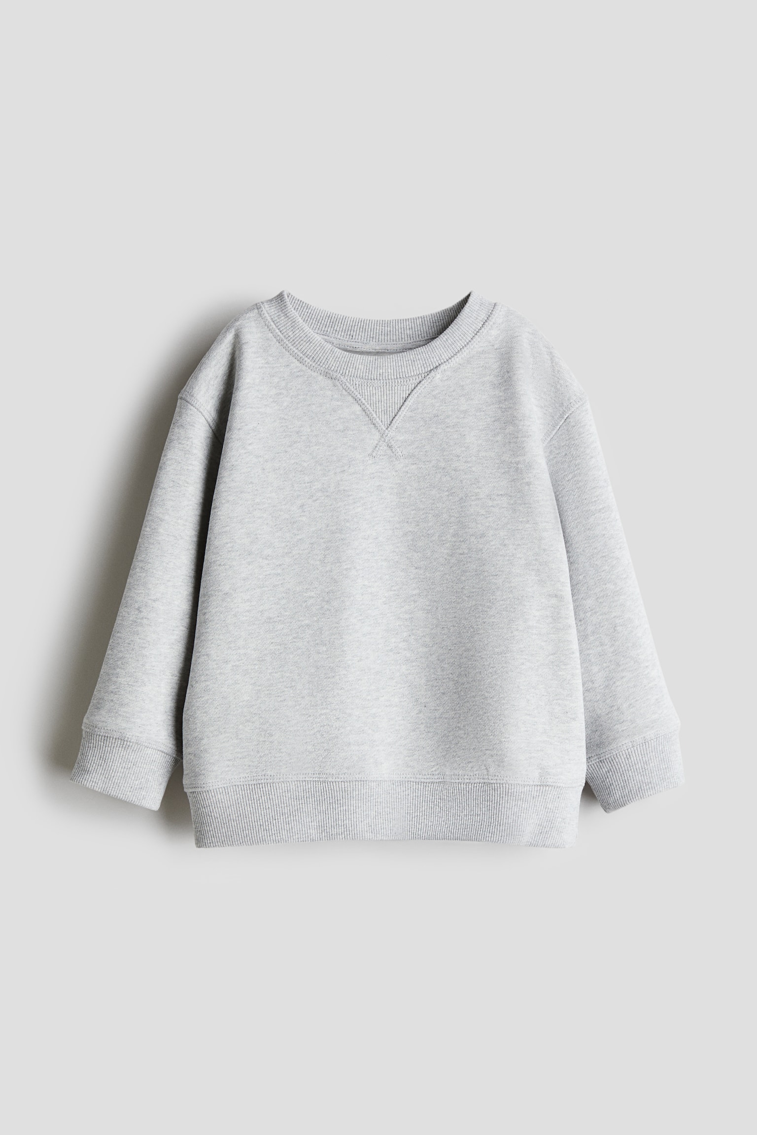 Crew-neck sweatshirt - Light grey marl/Navy blue - 2