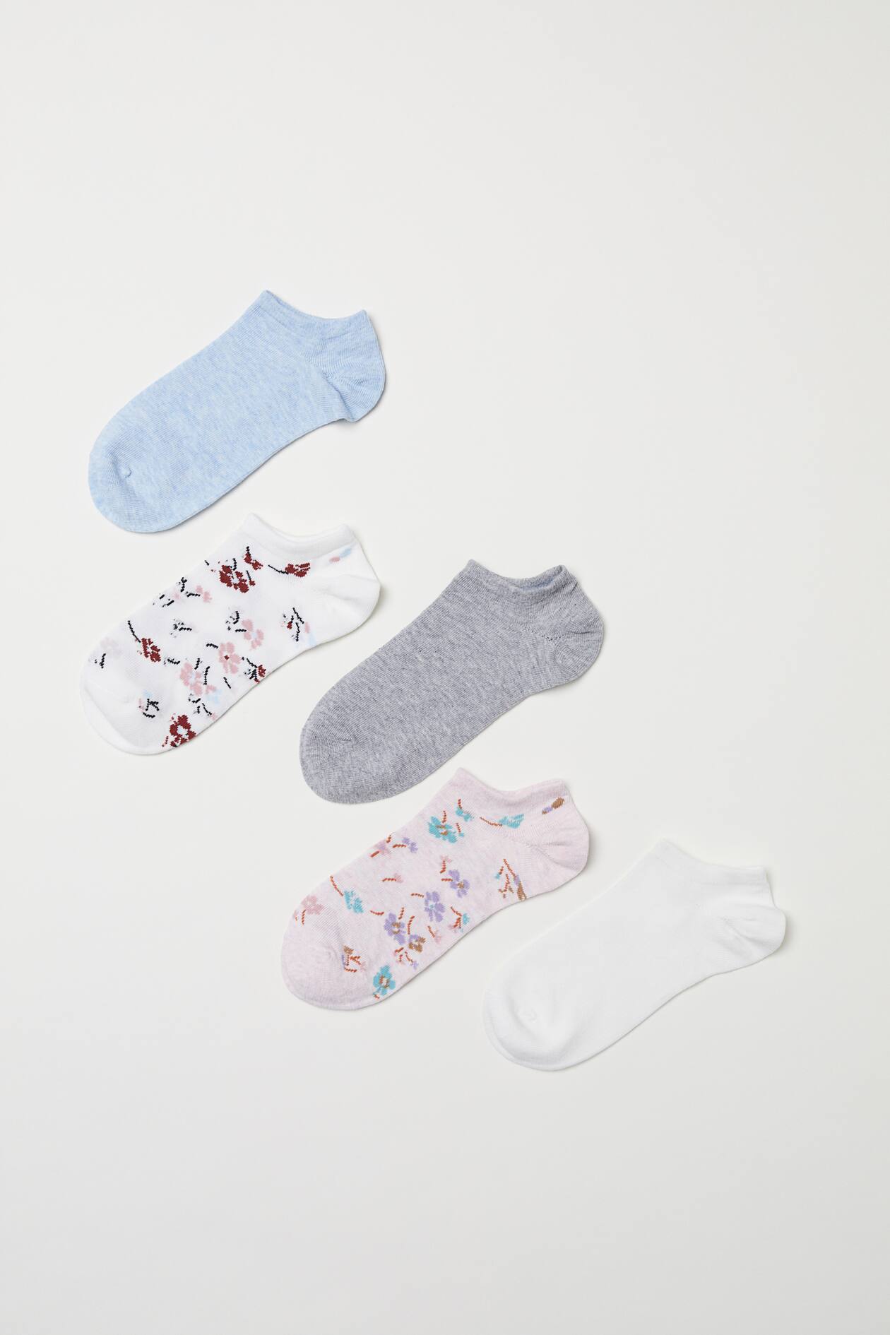 5-pack Ankle Socks - Pink melange/floral - Ladies | H&M US