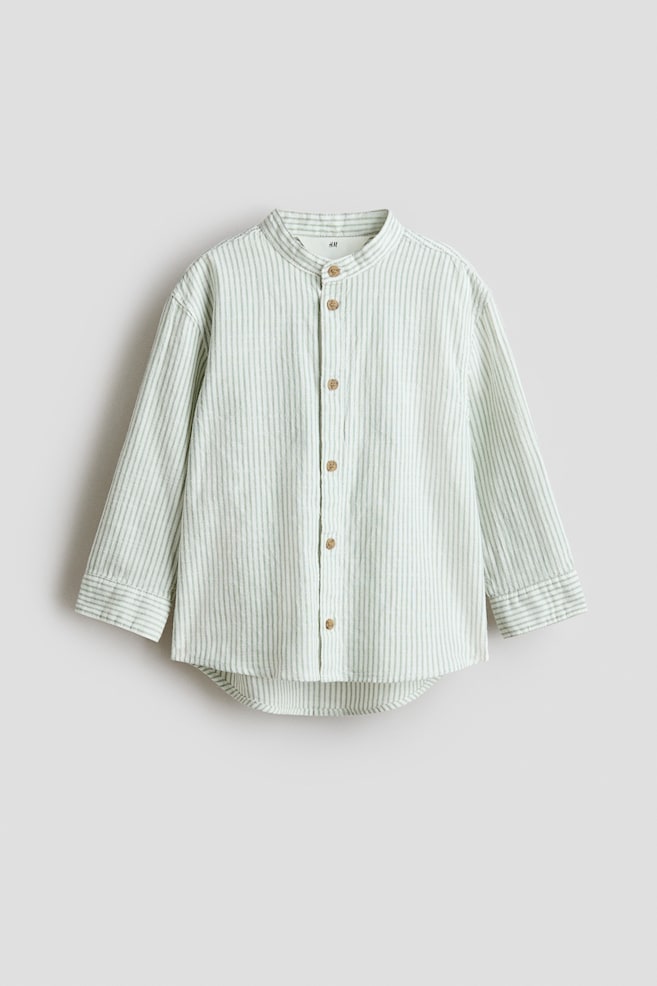 Chemise en coton avec col sans rabat - Blanc/rayures vertes/Crème/rayé/Blanc/rayures vertes/Écru/voitures/Blanc/rayé/Crème/dinosaures/Bleu clair - 1