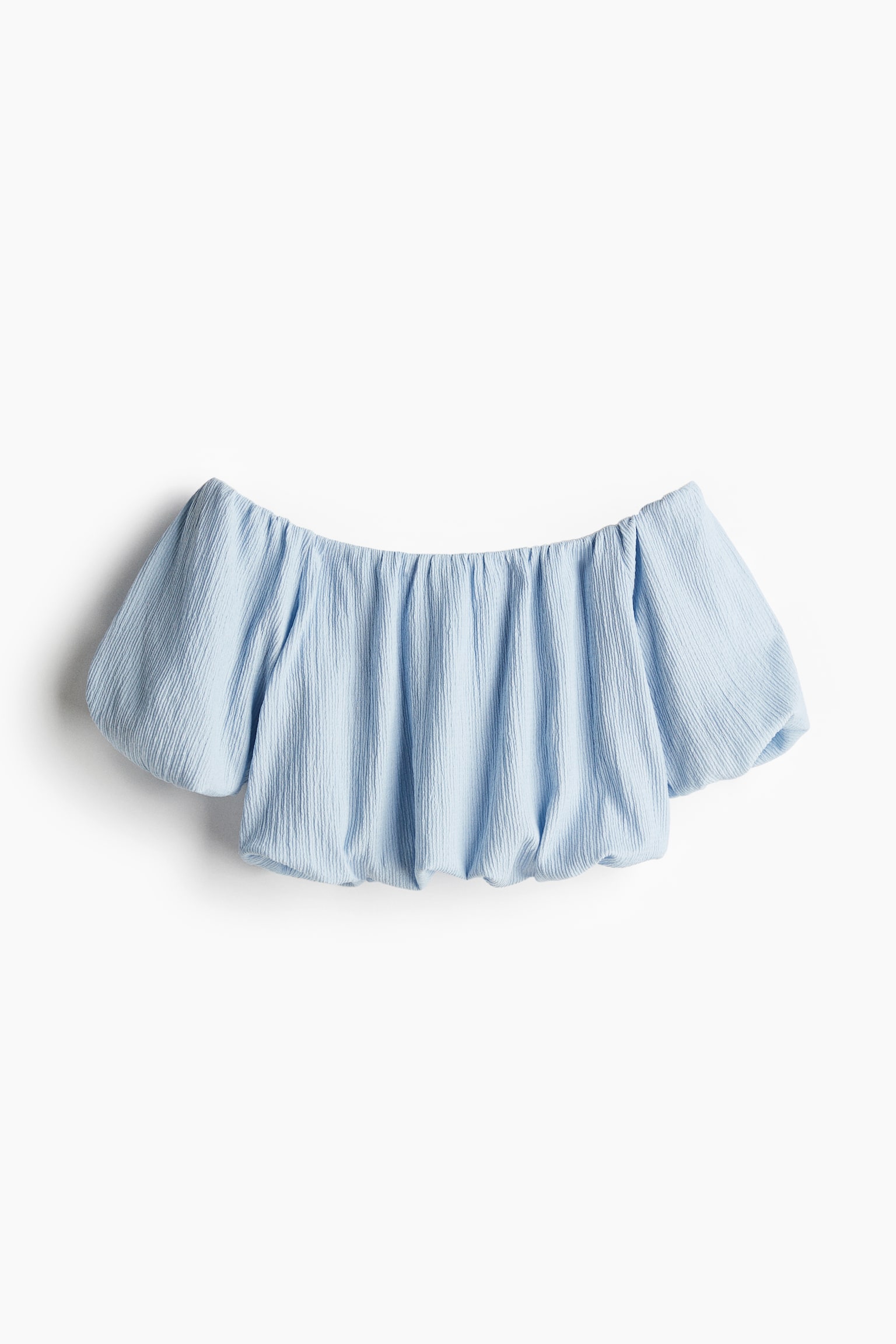 Женский топ H&M Off-the-Shoulder Crop Top, цвет: Светлый синий — фото 1