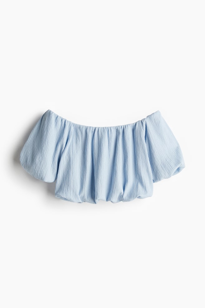 Cropped off-the-shoulder top - Light blue/Navy blue/White - 1