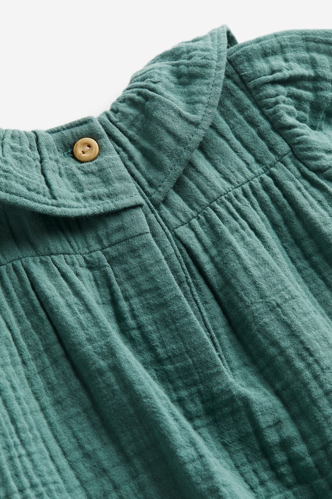 Robe en coton - Vert ancien/Rose poudré - 2