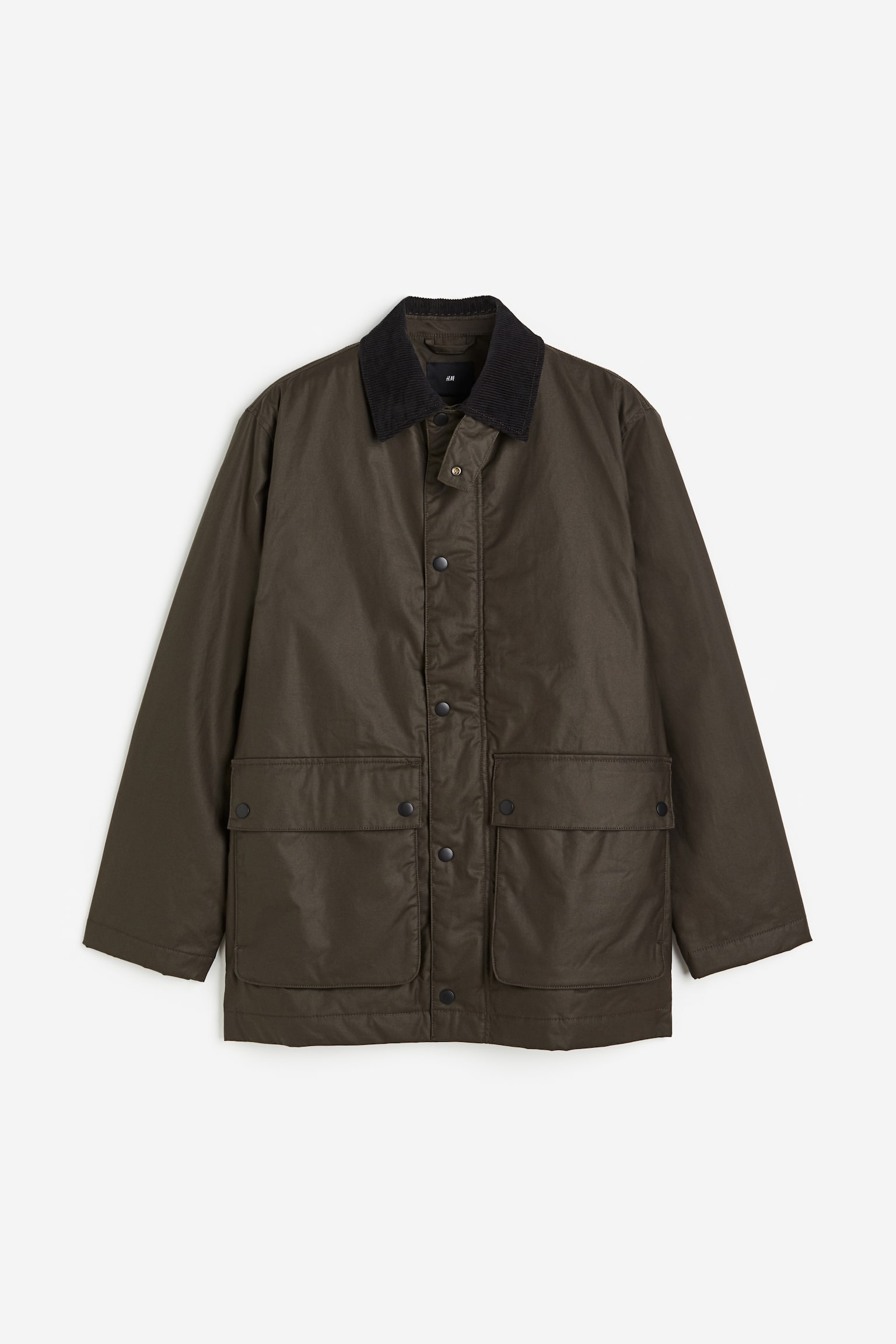 Loose Fit Water-repellent canvas jacket - Dark khaki green - 1