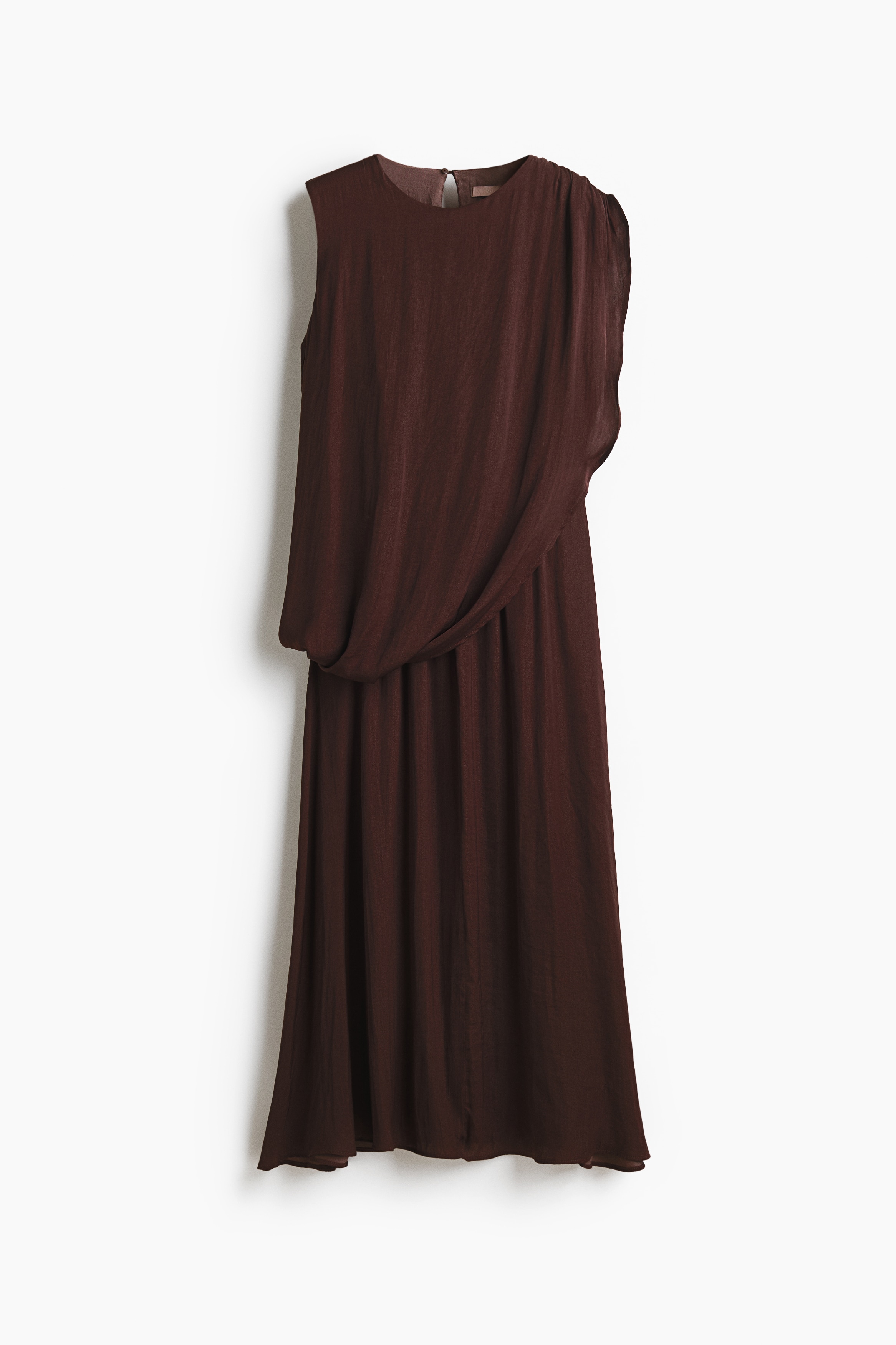 Lágy esésű szaténruha - Sötétbarna/Sötétlila