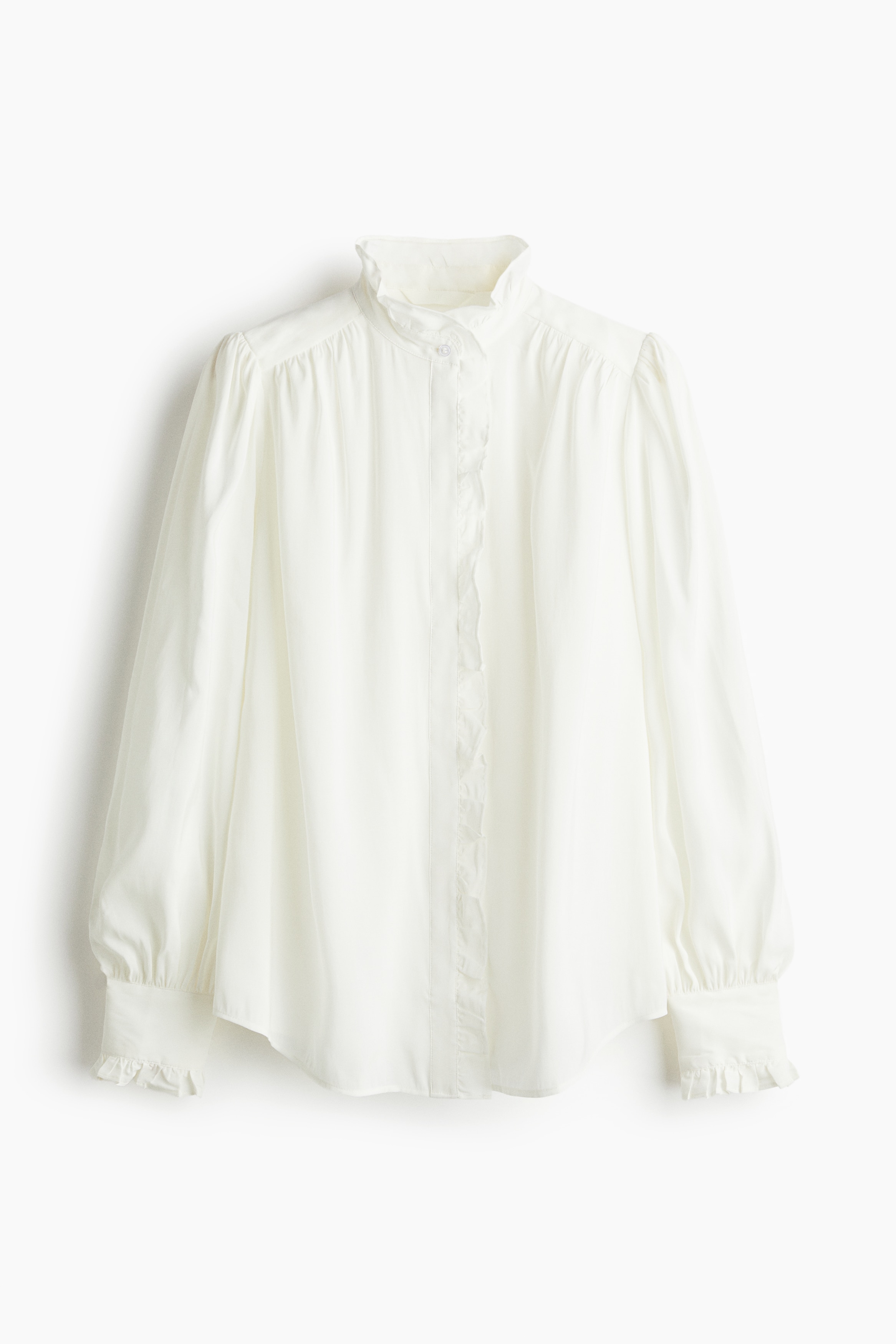 Oversized Frill Trim Blouse - White