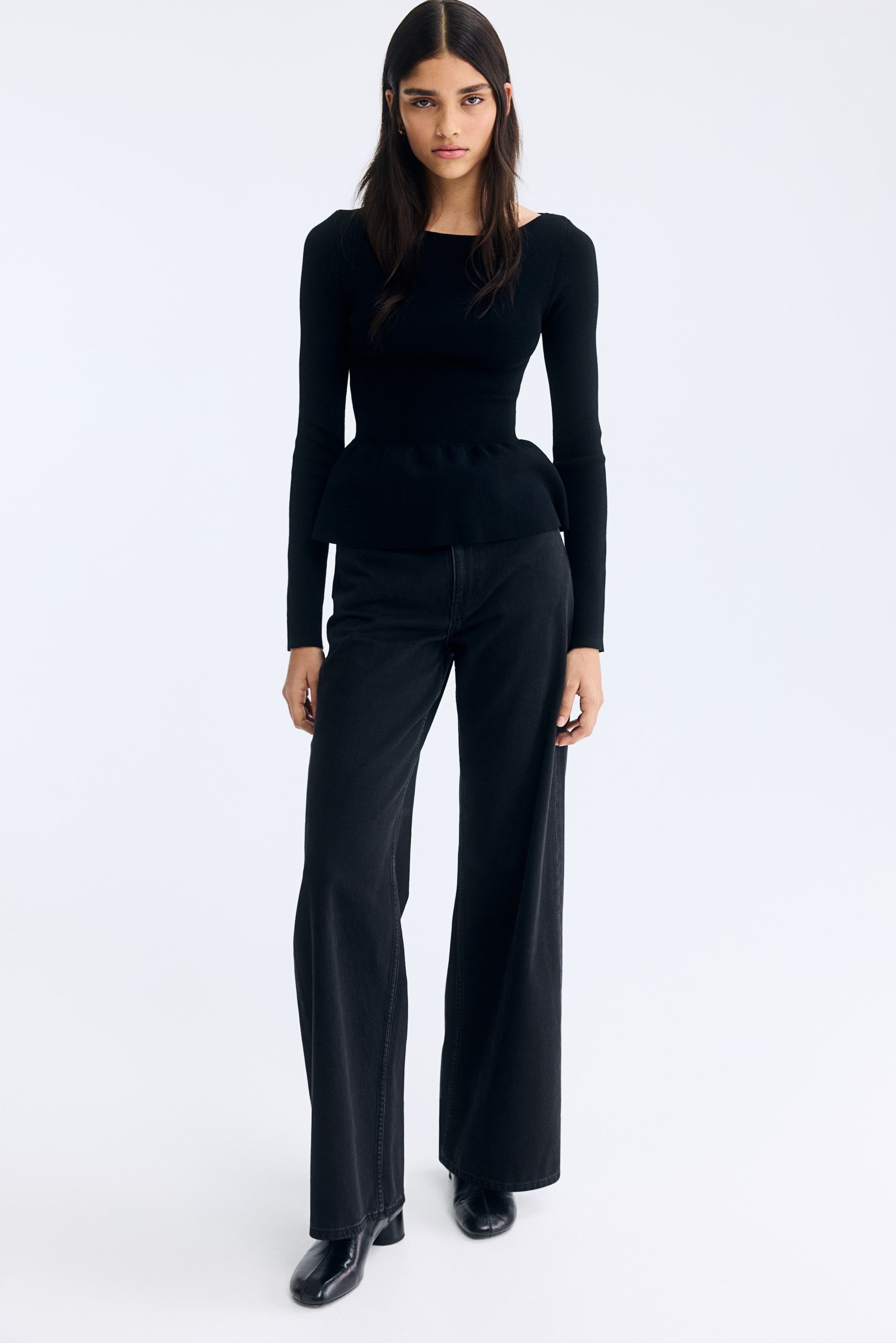 View larger image: Knitted peplum top - Black - Ladies | H&M IN 2