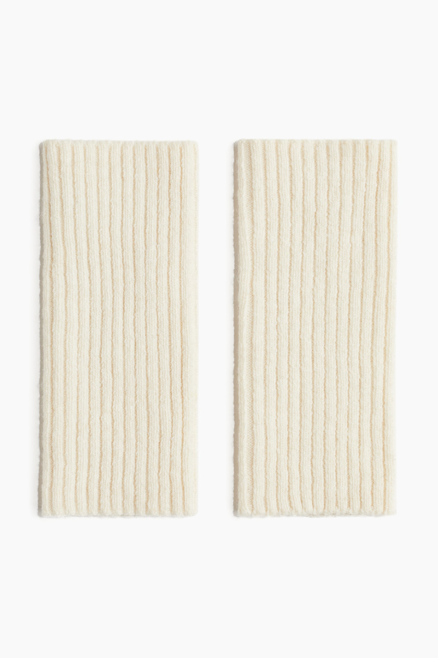 Rib-knit wrist warmers - Cream/Black/Beige/Light grey marl - 2