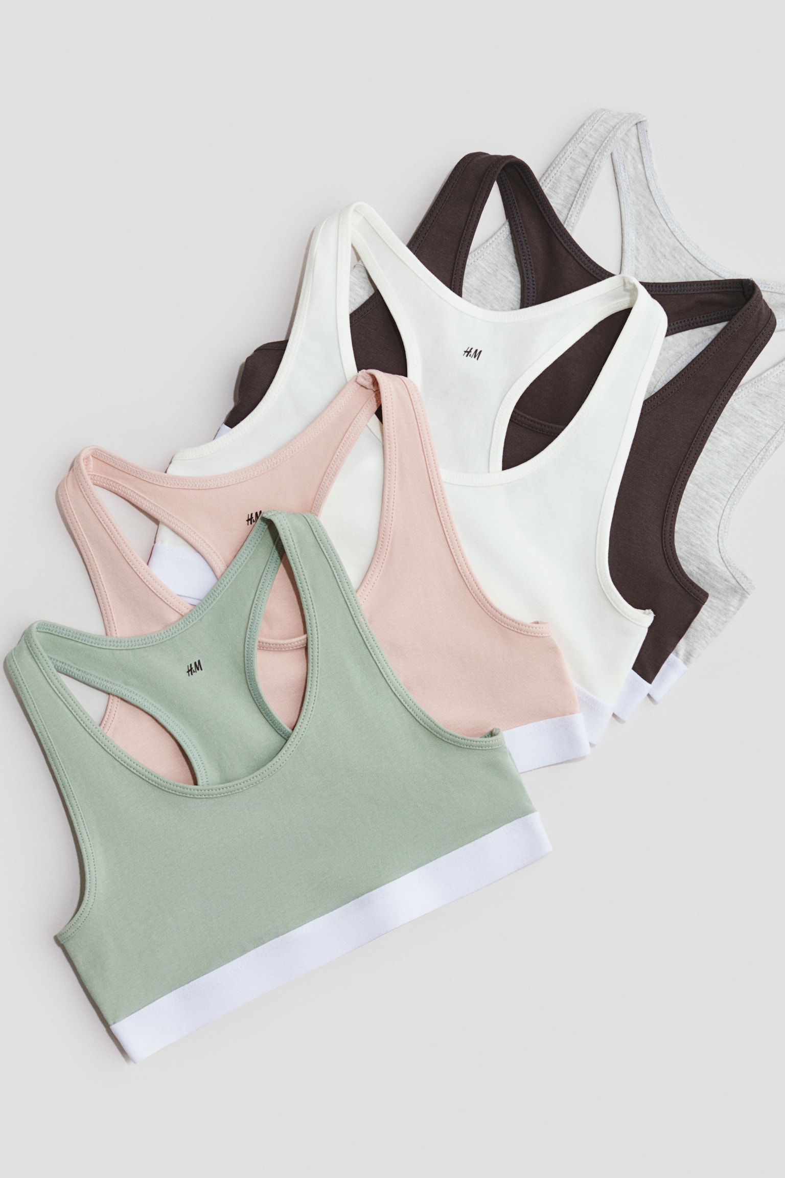 5-pack cotton tops - Light green/NYC/Dusty pink/Light grey marl - 2