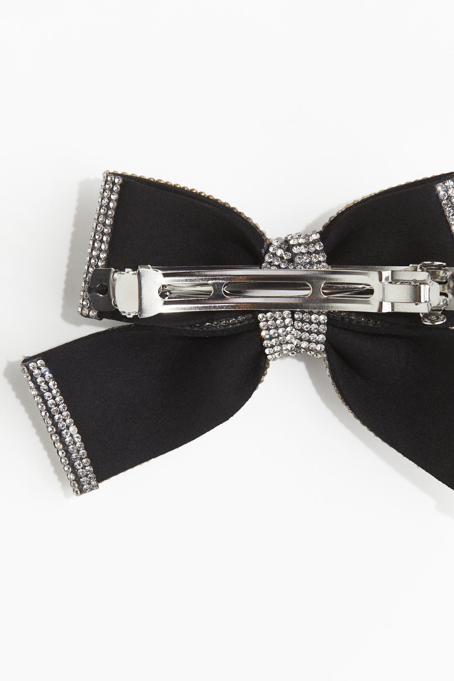 Rhinestone-embellished bow hair clip - Silver-coloured - 3