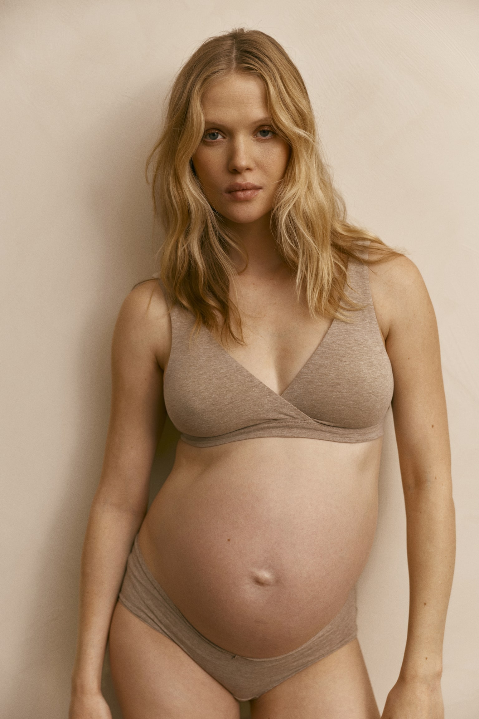 MAMA 2-pack cotton nursing bras - Beige marl/Light pink/Beige/Black - 3