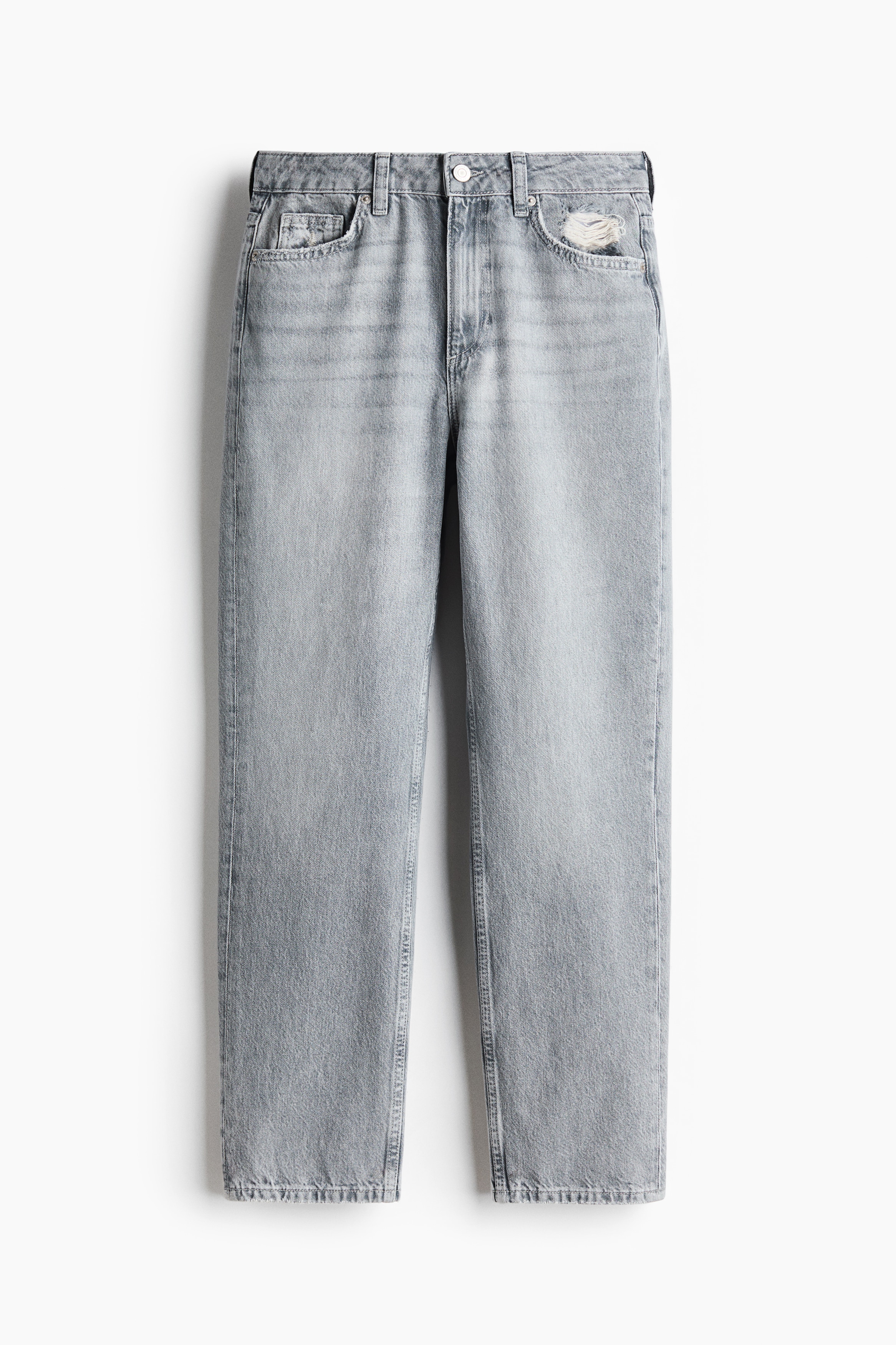 Mom High Waist Ankle Jeans - Grau/Denimblau