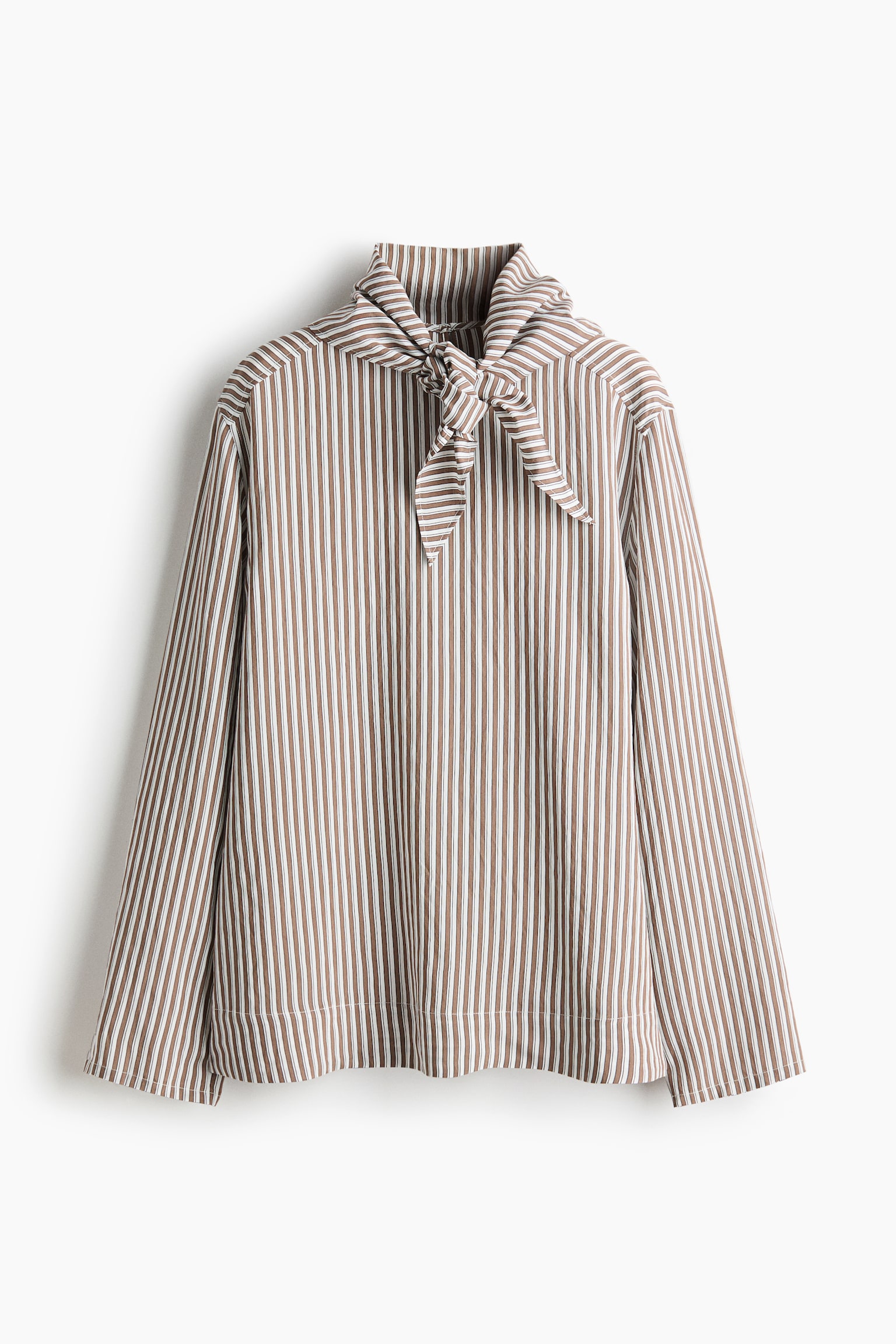 Oversized blouse with scarf - Brown/Striped