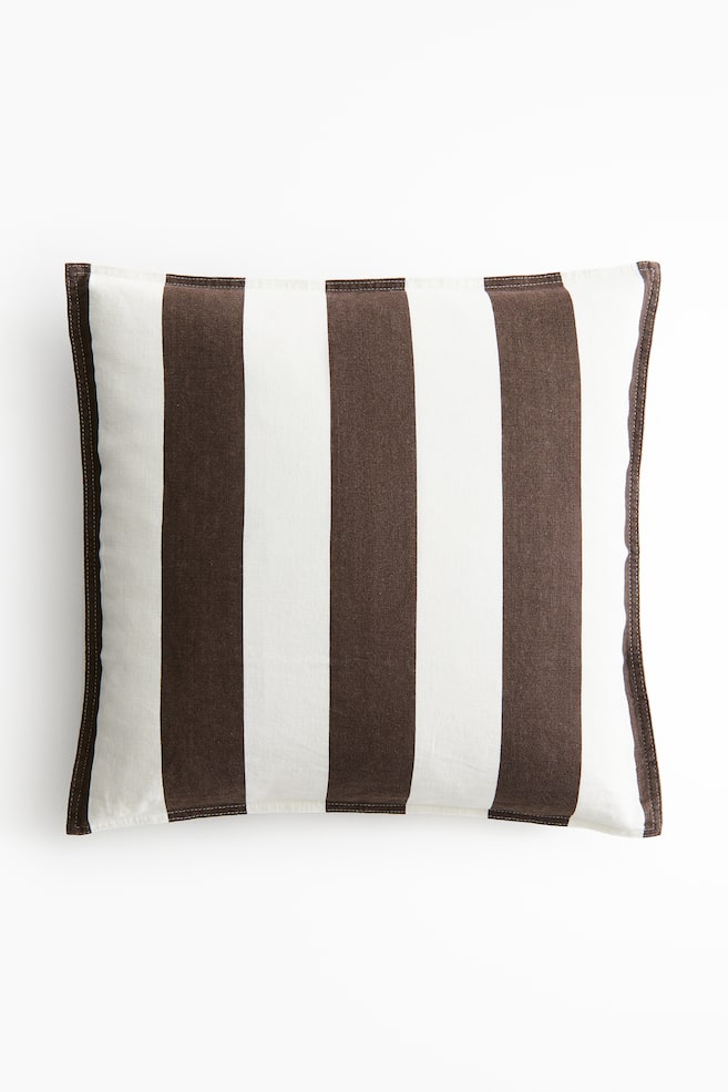 Linen-blend cushion cover - Dark brown/Striped/Light brown/White striped/Beige/Striped/Light yellow/Striped/Dark olive green/Striped/Light dusty pink/Striped - 1
