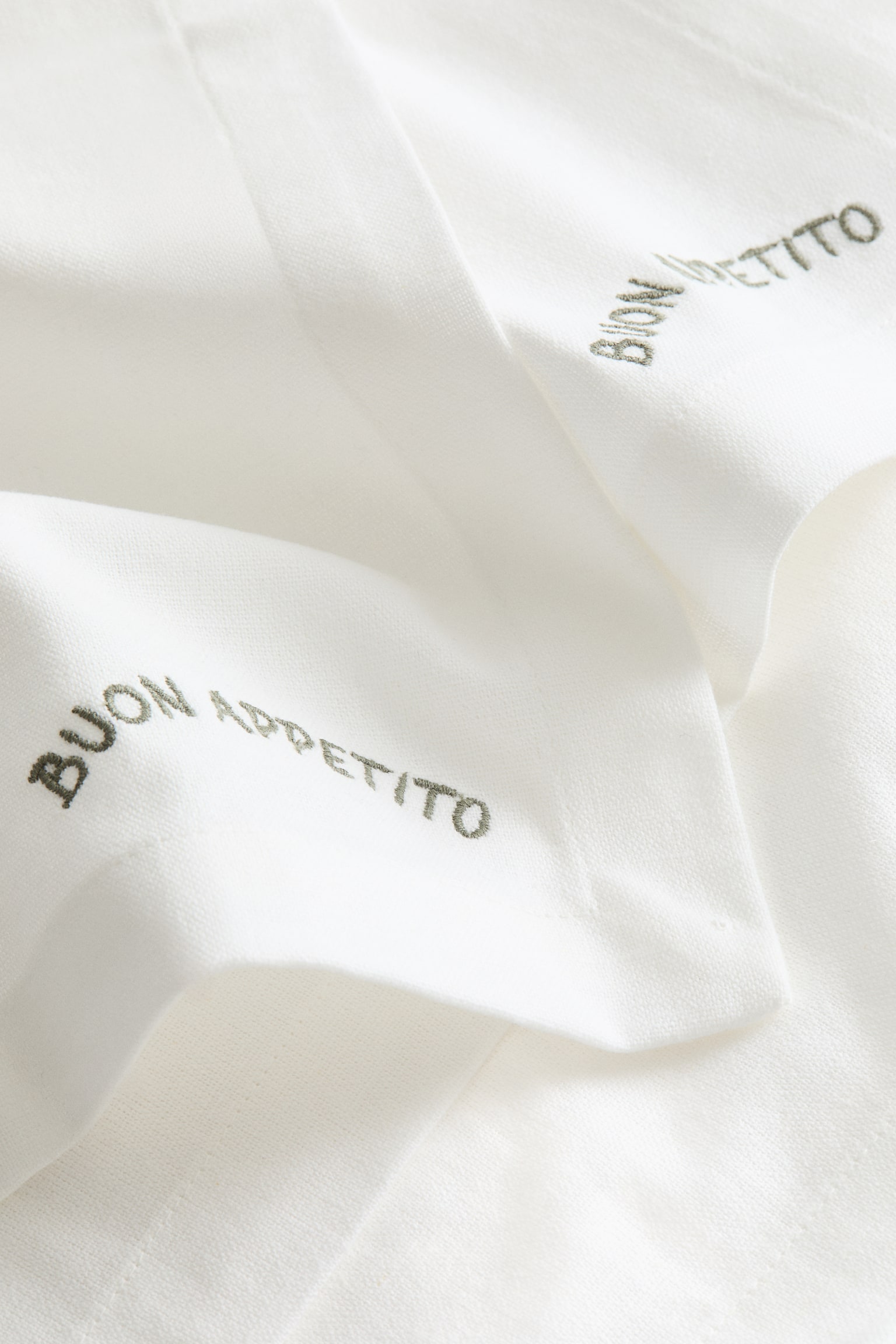 4-pack embroidery-detail linen-blend napkins - White/Buon Appetito - 3