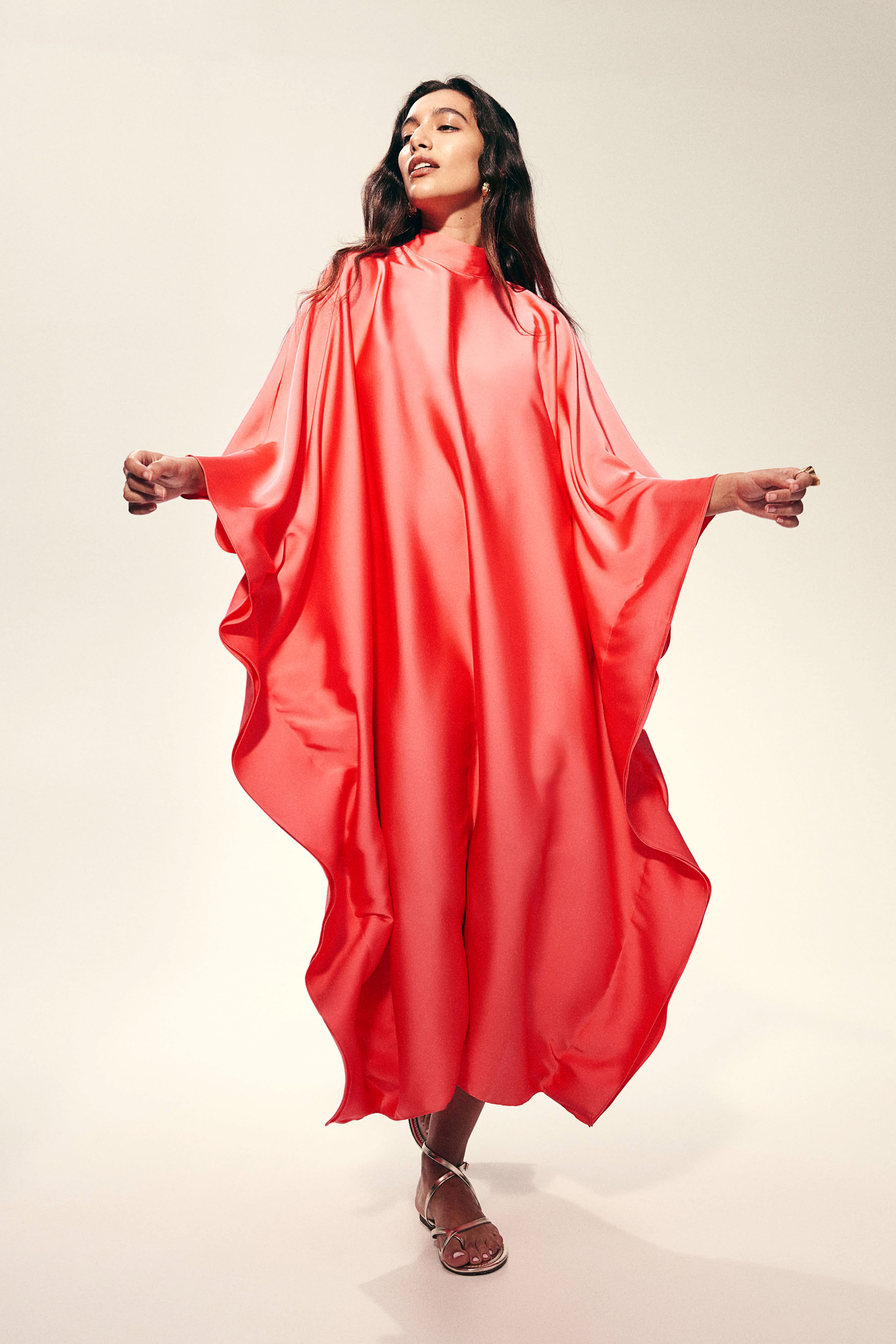 Satin Kaftan Dress