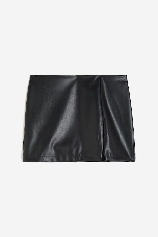 Slit-hem mini skirt - Black/Black - 2
