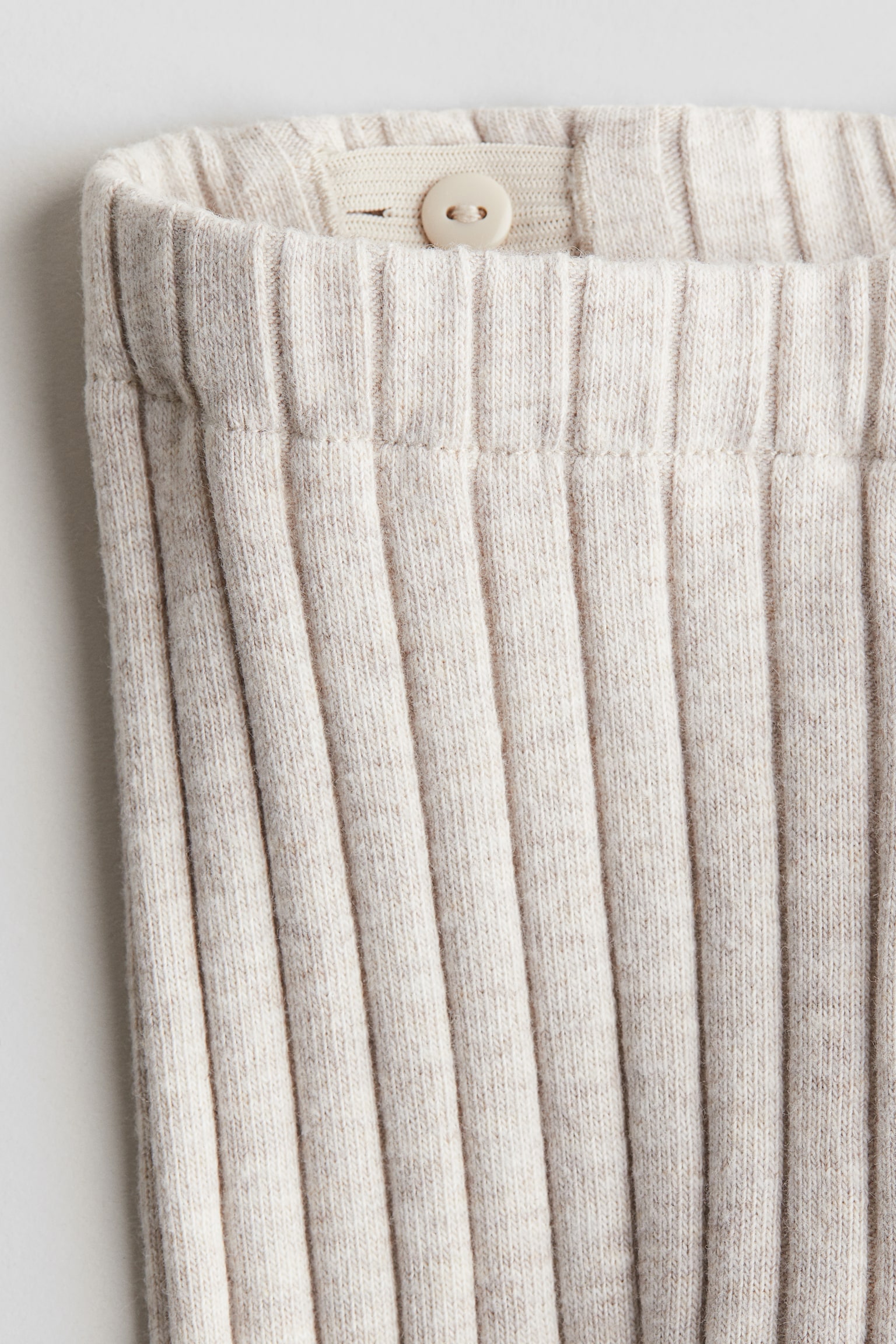 Детские леггинсы H&M Wide-Ribbed Cotton, цвет: Светлый бежевый — фото 2