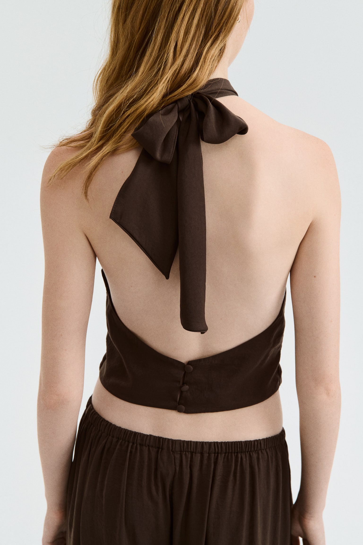 Haut dos nu en satin - Brun foncé - 5