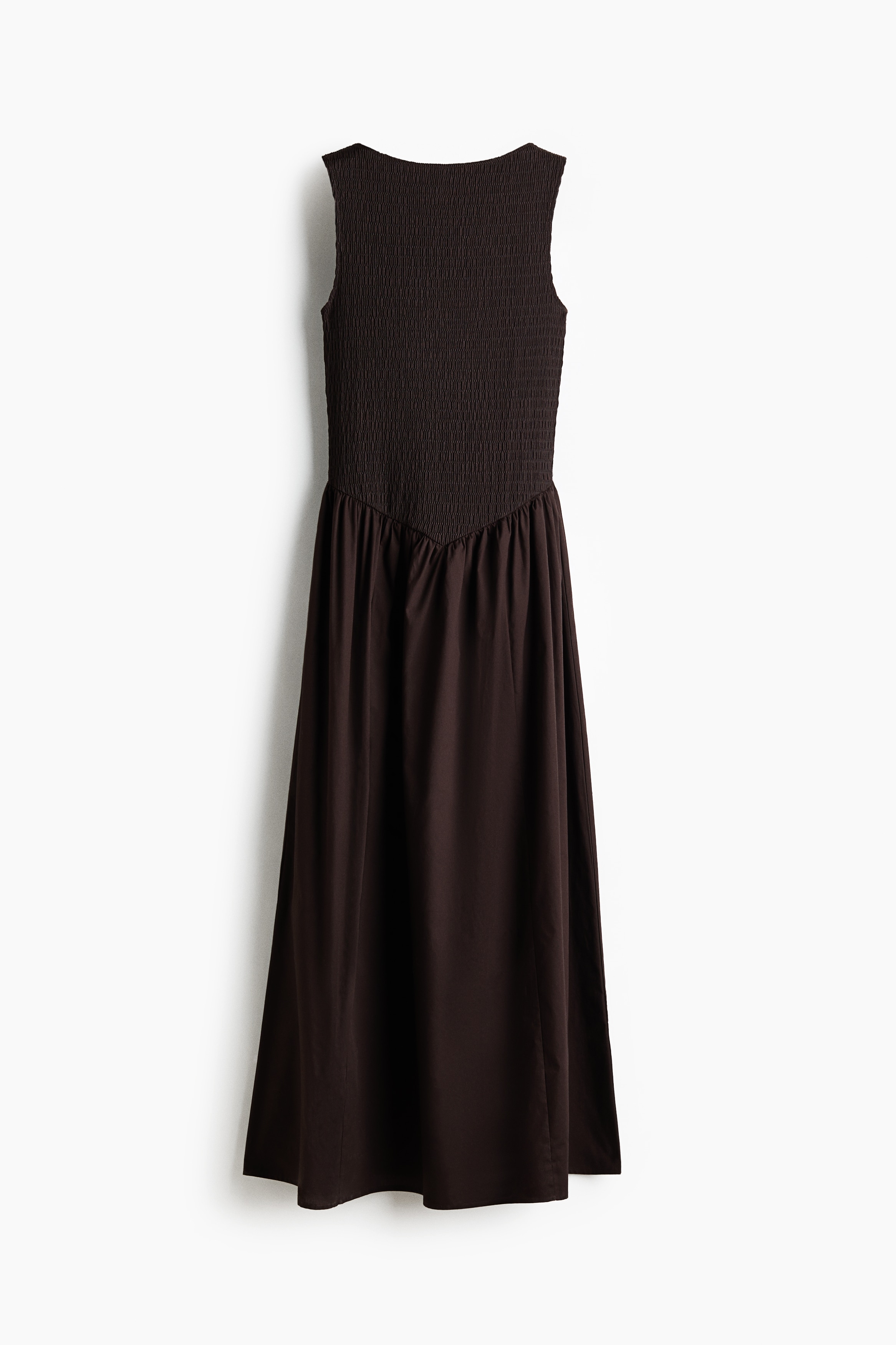 Boat-Neck Midi Dress - Dark brown/White