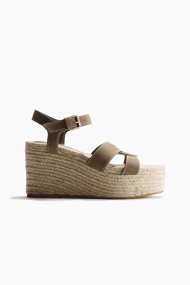 Wedge-Heel Espadrilles - Khaki green - 1