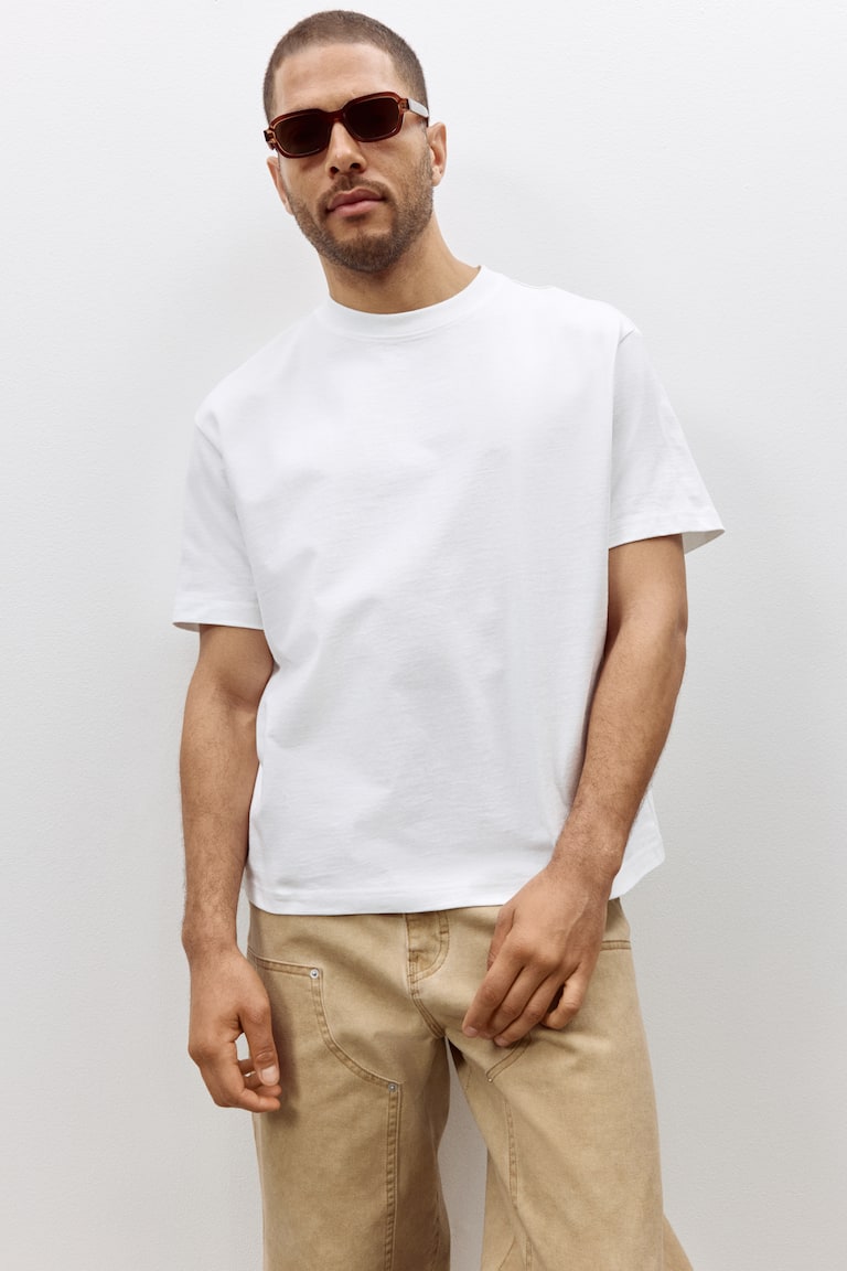 Loose Fit T-shirt White Men H&M GB