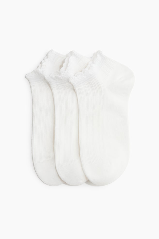 Pack de 3 meias pelo tornozelo - Branco/Preto/Azul/Cinzento mesclado/Branco - 1