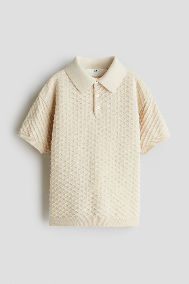 Polo in maglia di cotone - Beige chiaro - 1