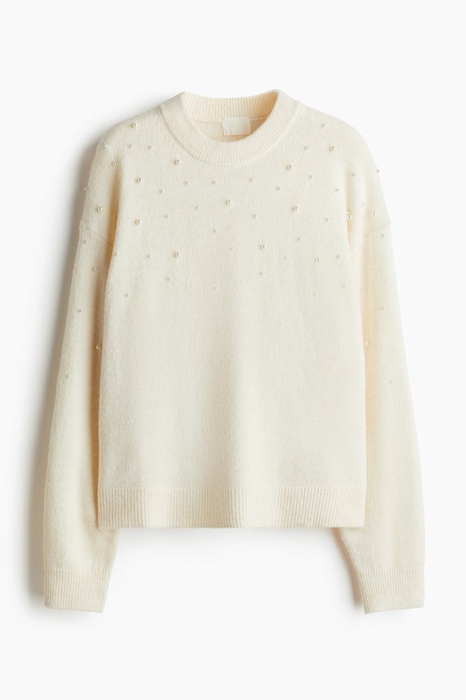 Pullover decorato - Crema/perline - 1
