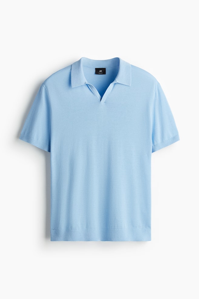Regular Fit Lyocell-blend polo shirt - Light blue/Pink - 1