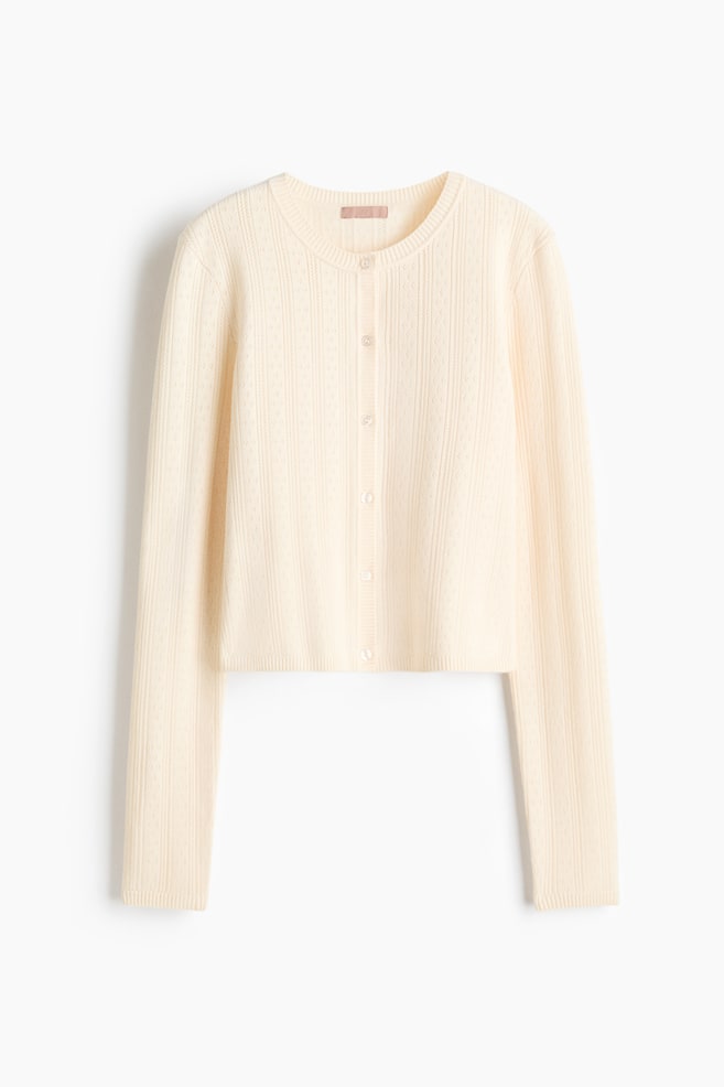 Cardigan in maglia traforata di misto viscosa - Beige chiaro - 1