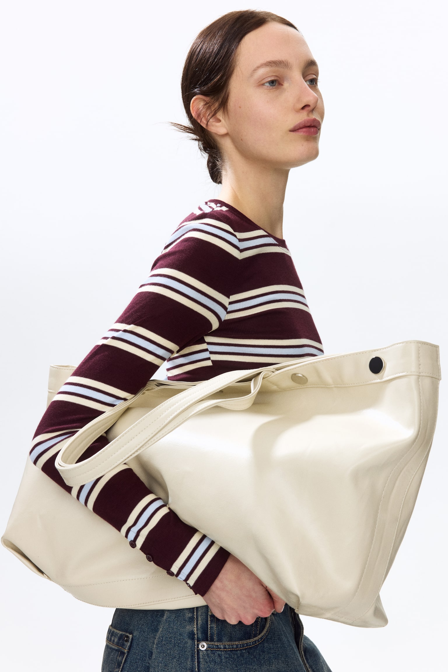 Ribbed top - Burgundy/Striped/White/Dark brown striped/Pink/Striped - 1