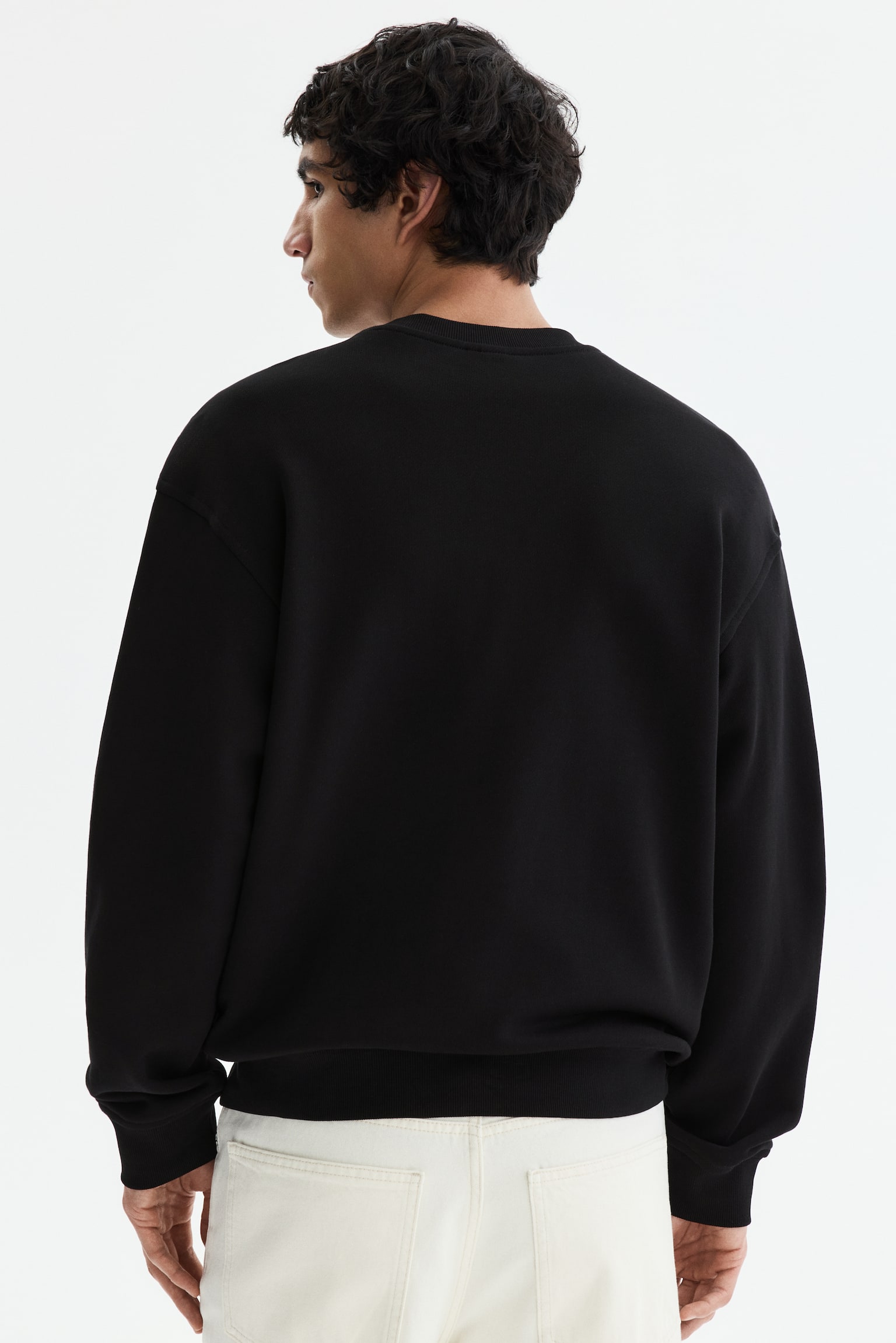 Relaxed-Fit Sweatshirt - Black/Light gray melange - 3