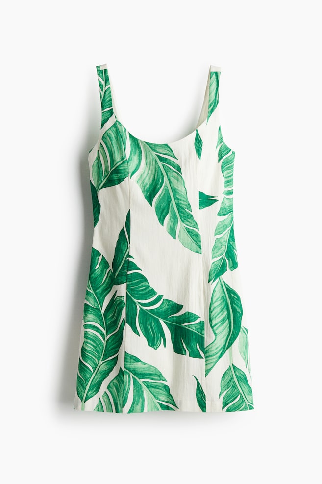 Minivestido ceñido - Blanco/Estampado verde - 1