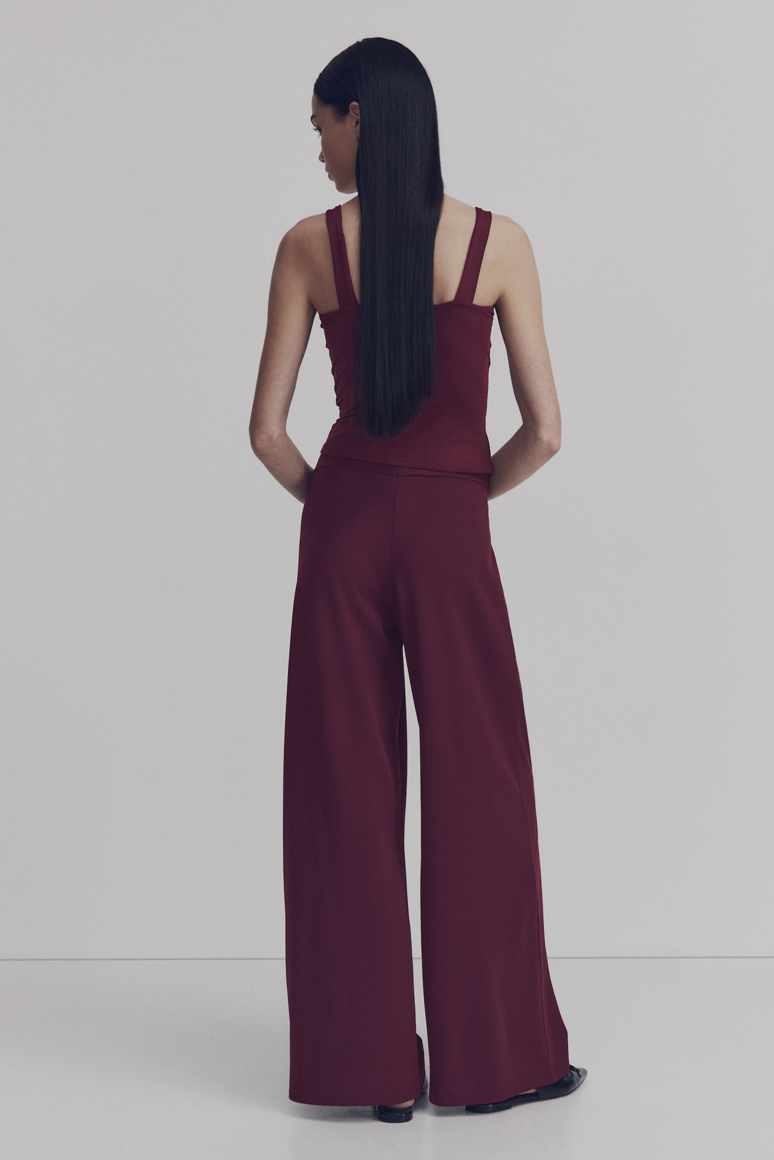 Twisted-detail trousers - Plum red/Black - 5