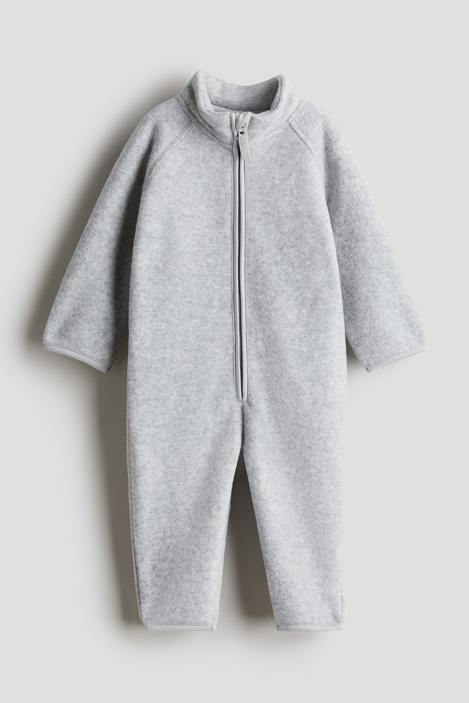 Fleece pramsuit - Light grey marl/Beige/White - 1