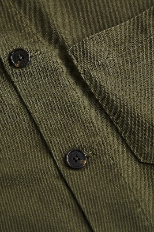 Skjortejakke i twill Regular Fit - Mørk kakigrøn/Lys gråbeige - 7