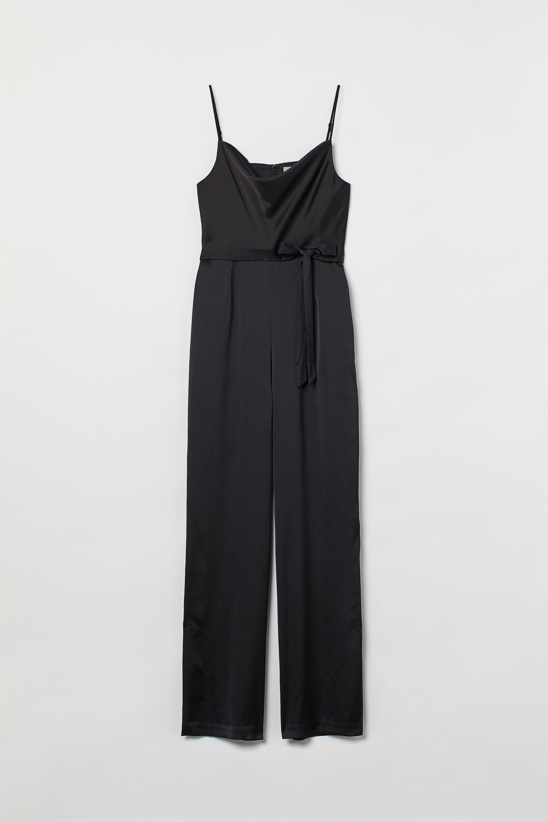 Satin Jumpsuit - Sleeveless - Long - Black - Ladies | H&M US