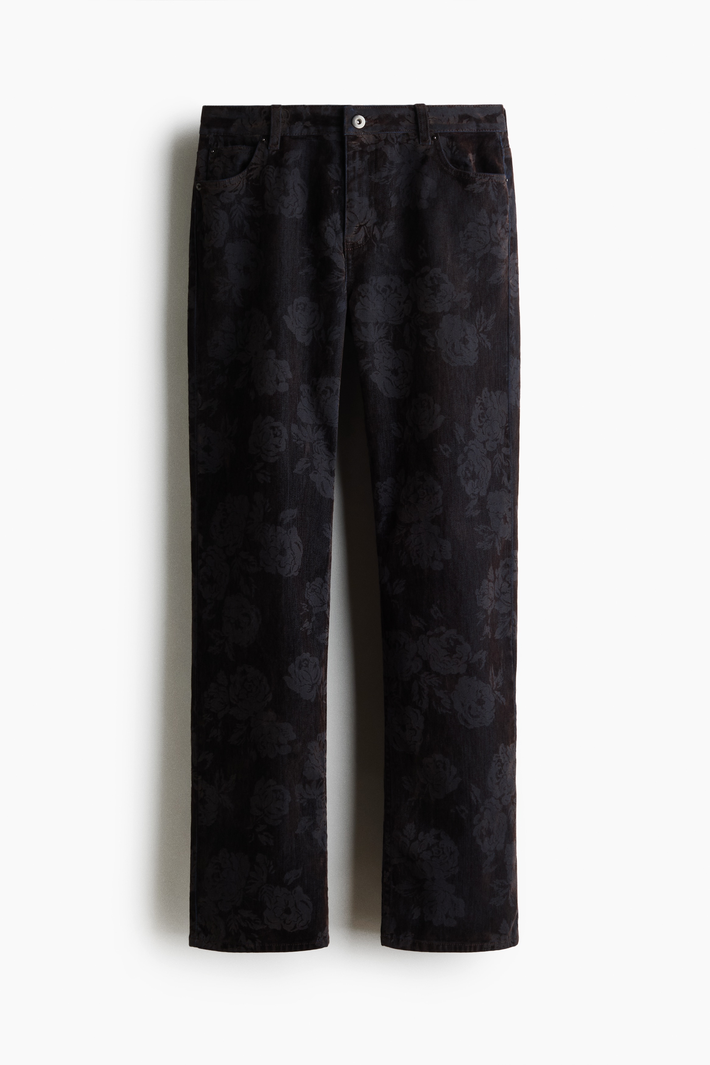 Straight Regular-Waist Jeans - Dark plum red/floral
