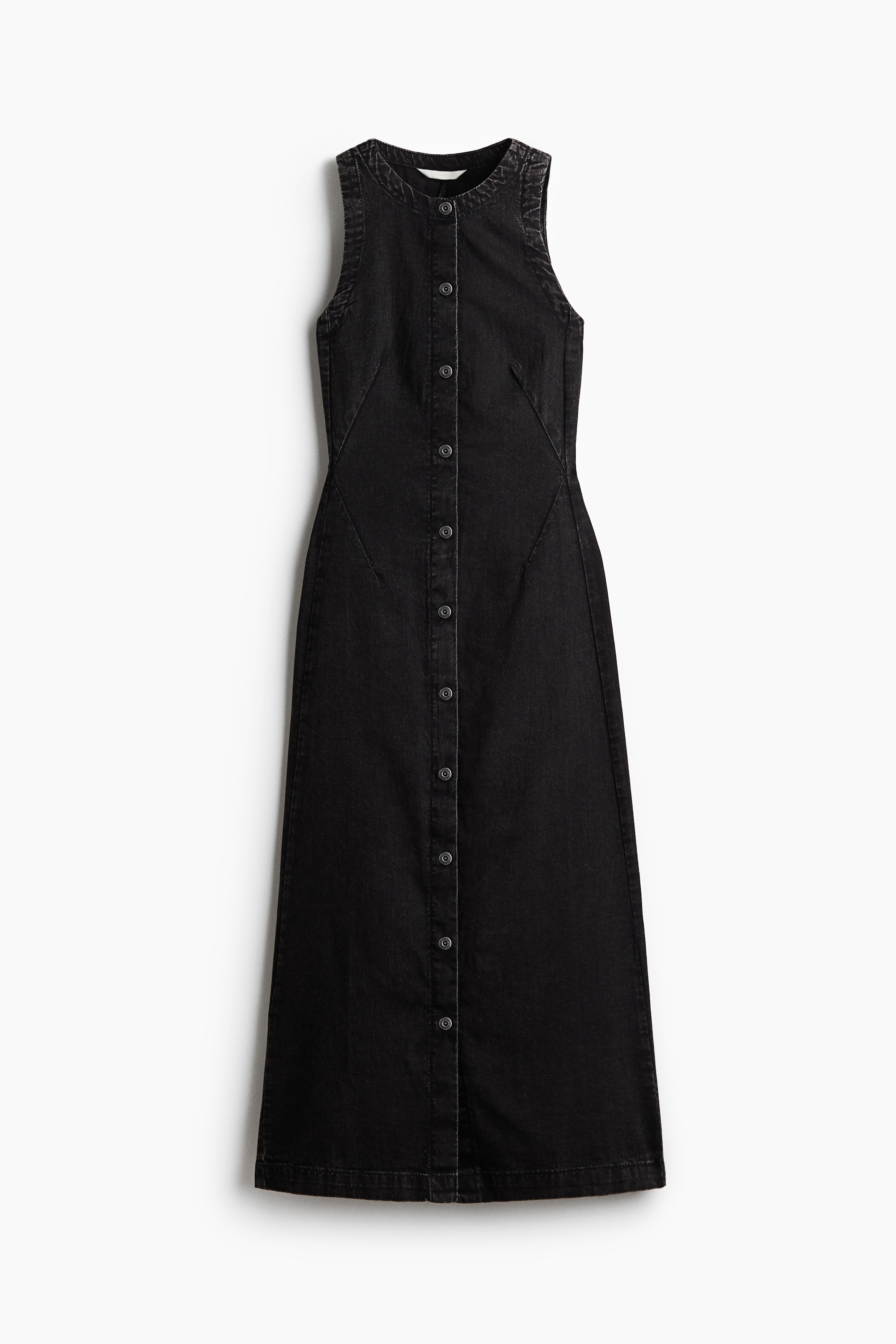Váy denim cài khuy phía trước - Màu xám denim đậm