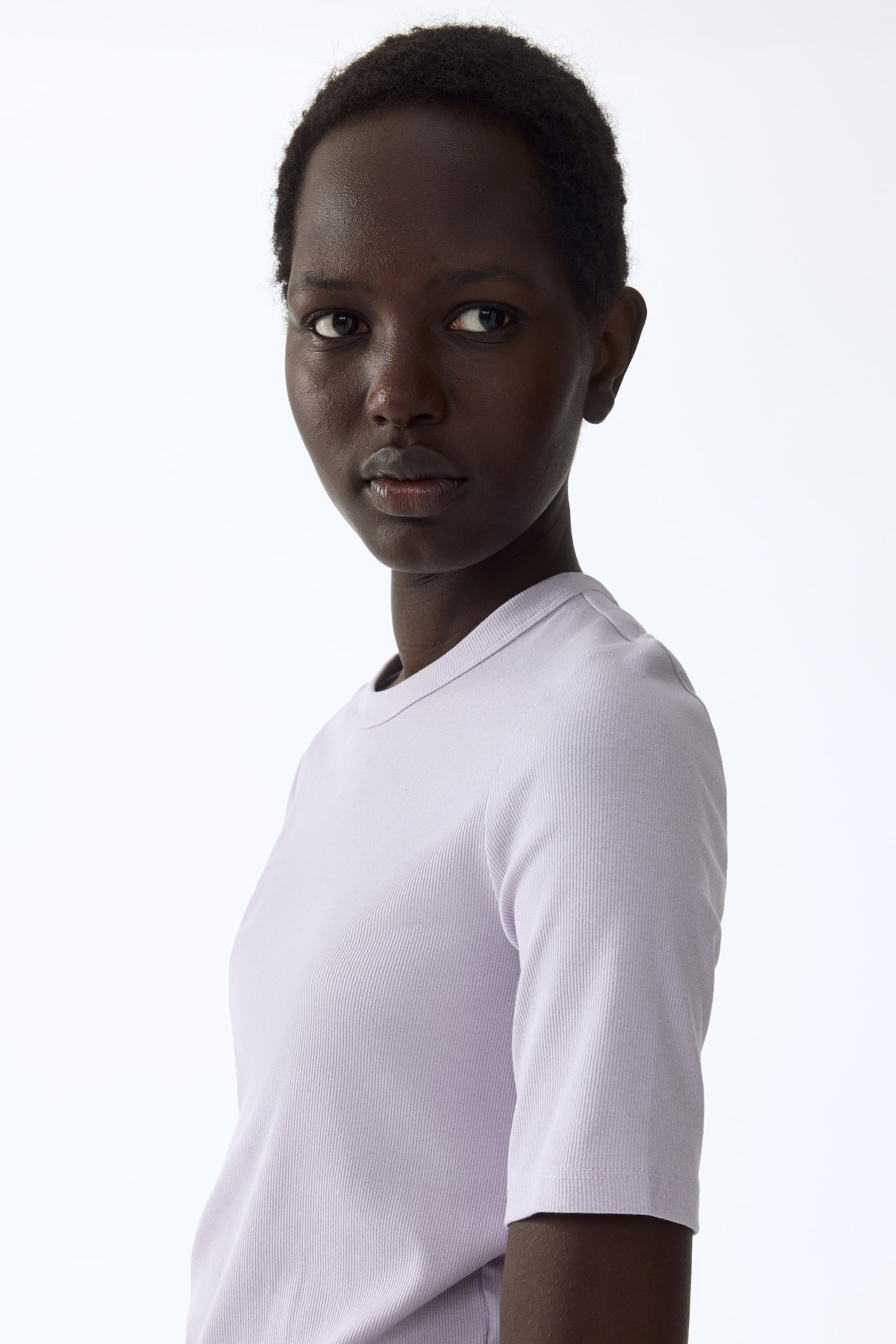 Geribd T-shirt - Lila/Roomwit/Zwart/Donkerbruin/Grijs gemêleerd/Felrood/Donker kakigroen - 5